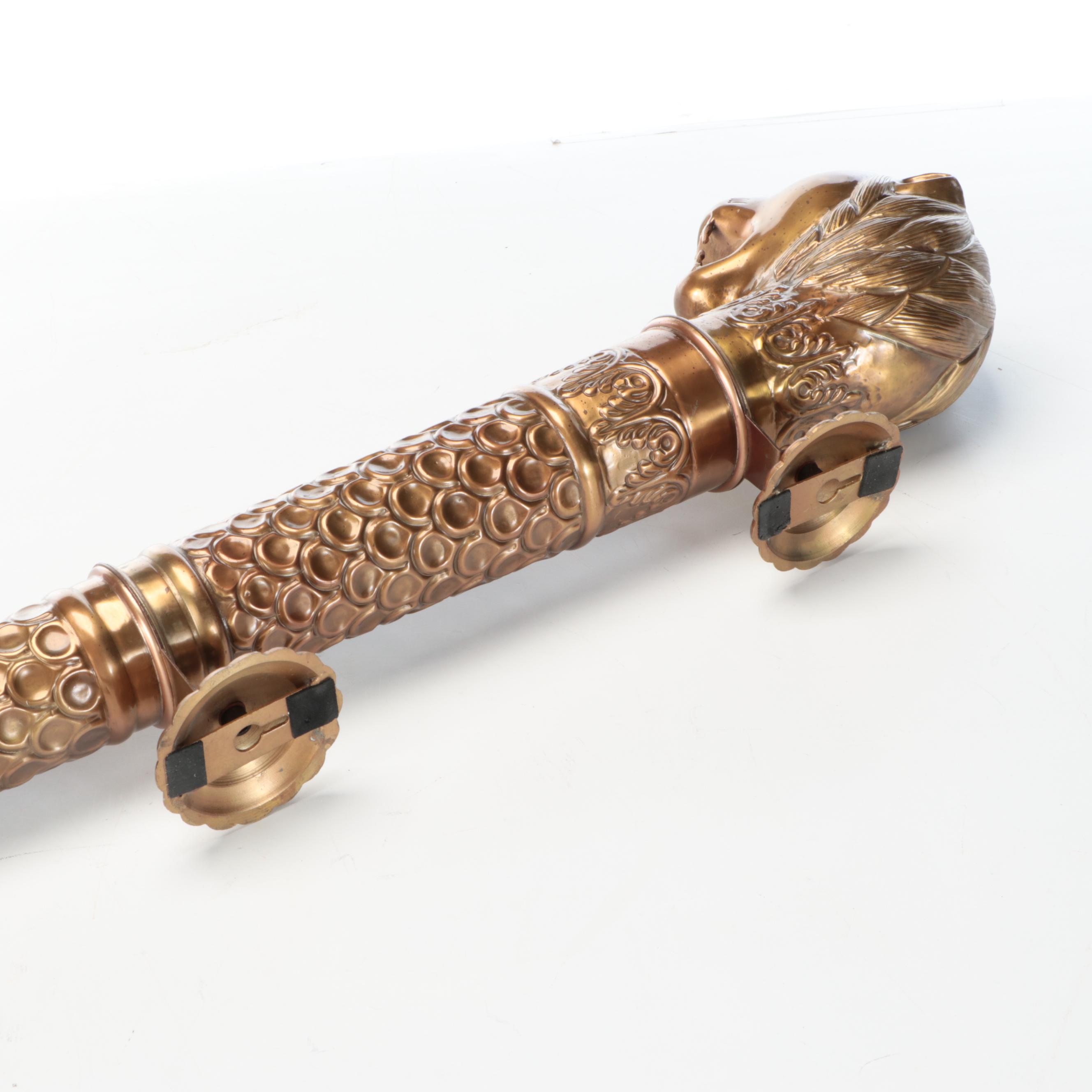Lion's Head Brass Repoussé Door Handle