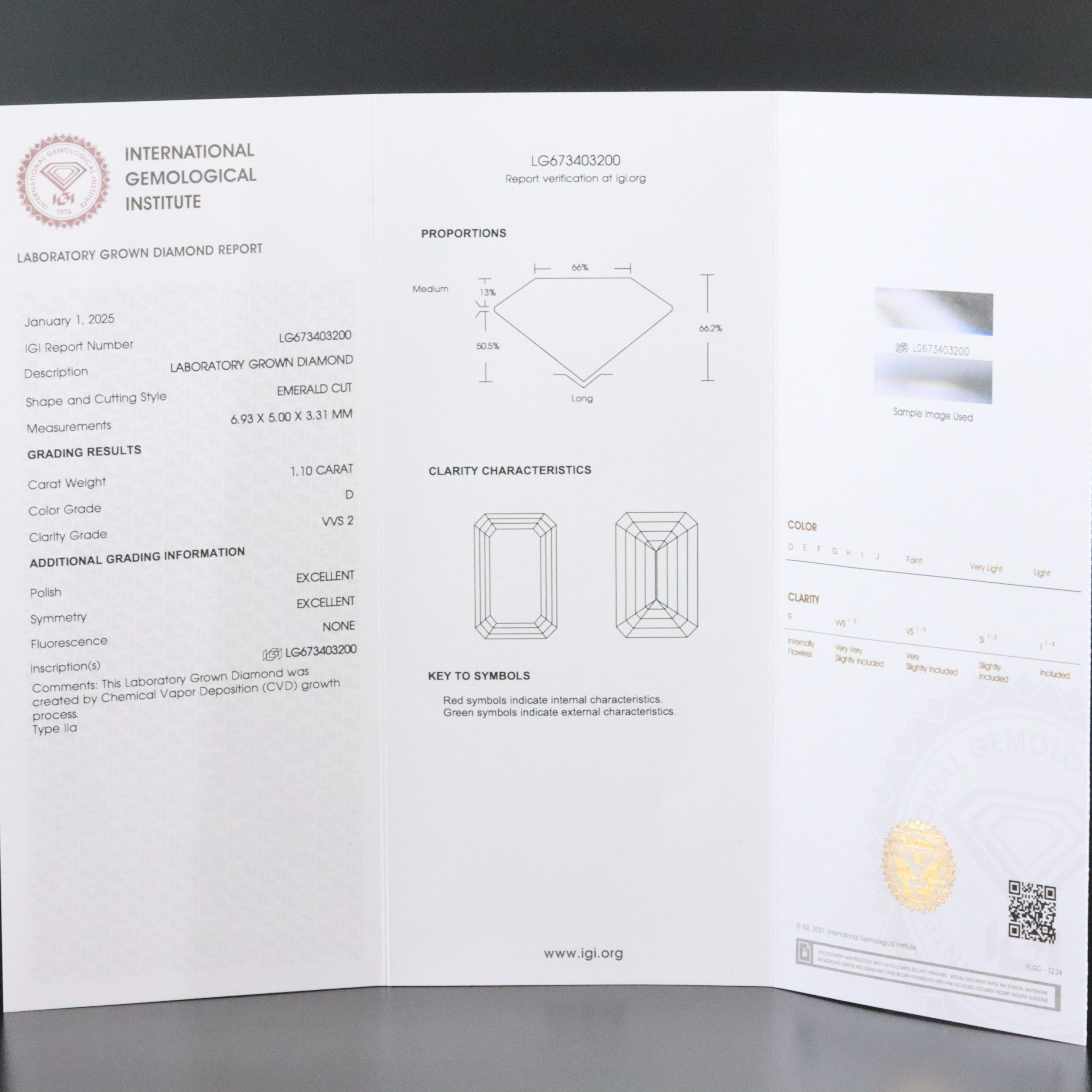 Loose 1.10 CT Lab Grown Diamond with IGI Report