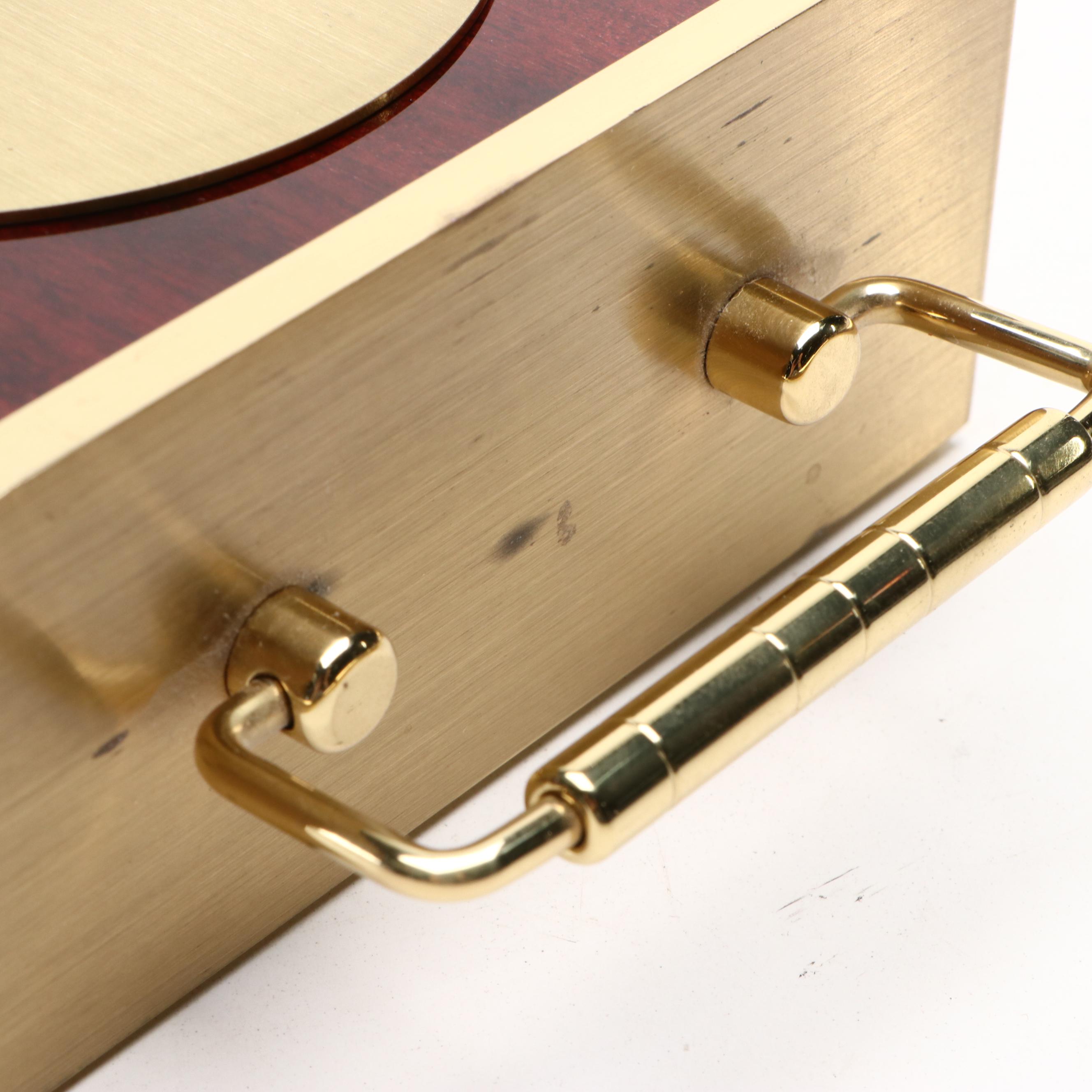 Howard Miller Brass and Rosewood Finish Bracket Alarm Clock