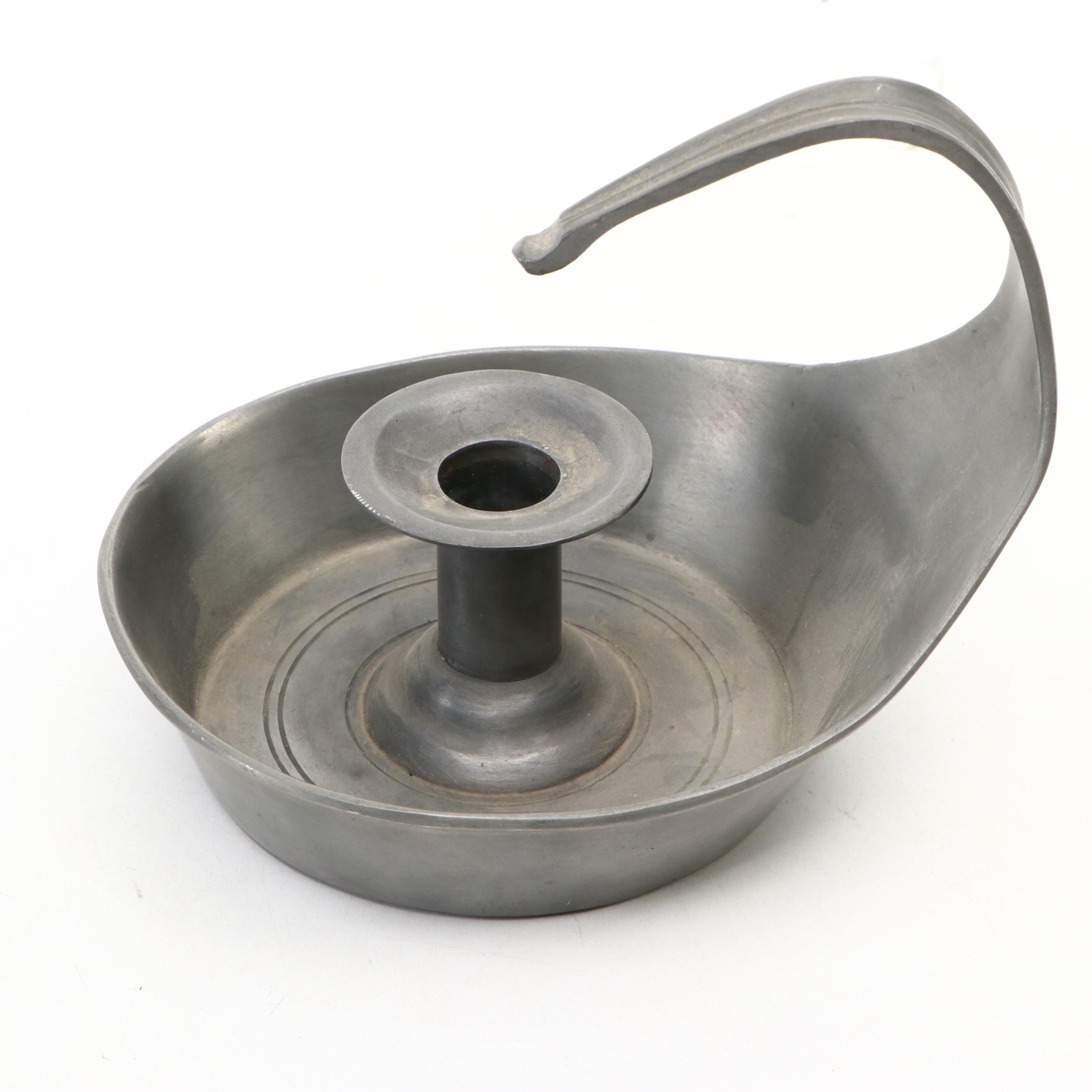 Pewter and China Handcrafted Chambersticks, 20th Century