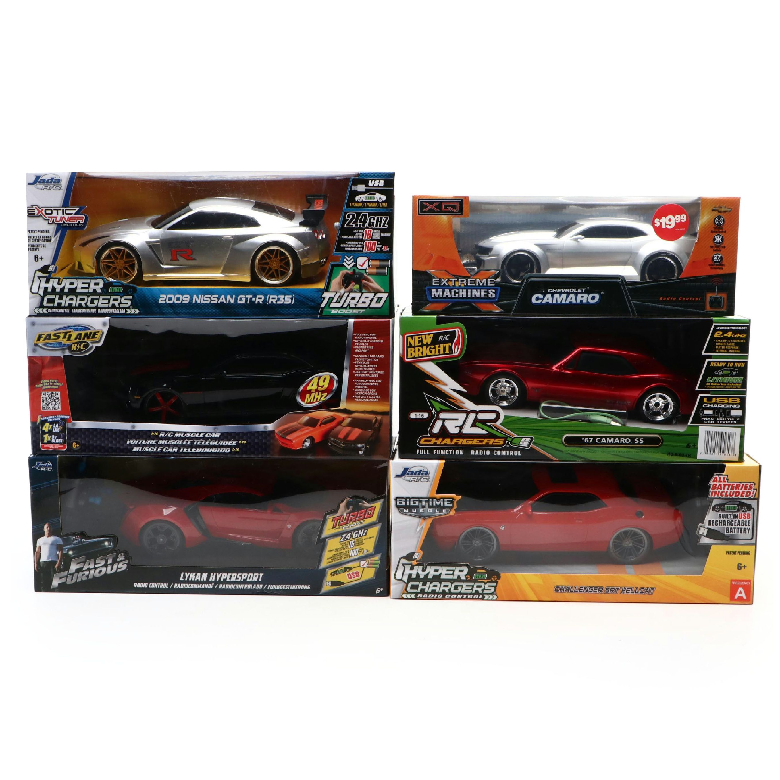 Jada R/C Chevrolet Camaro, Nissan GT-R R35, Challenger SRT Hellcat, More