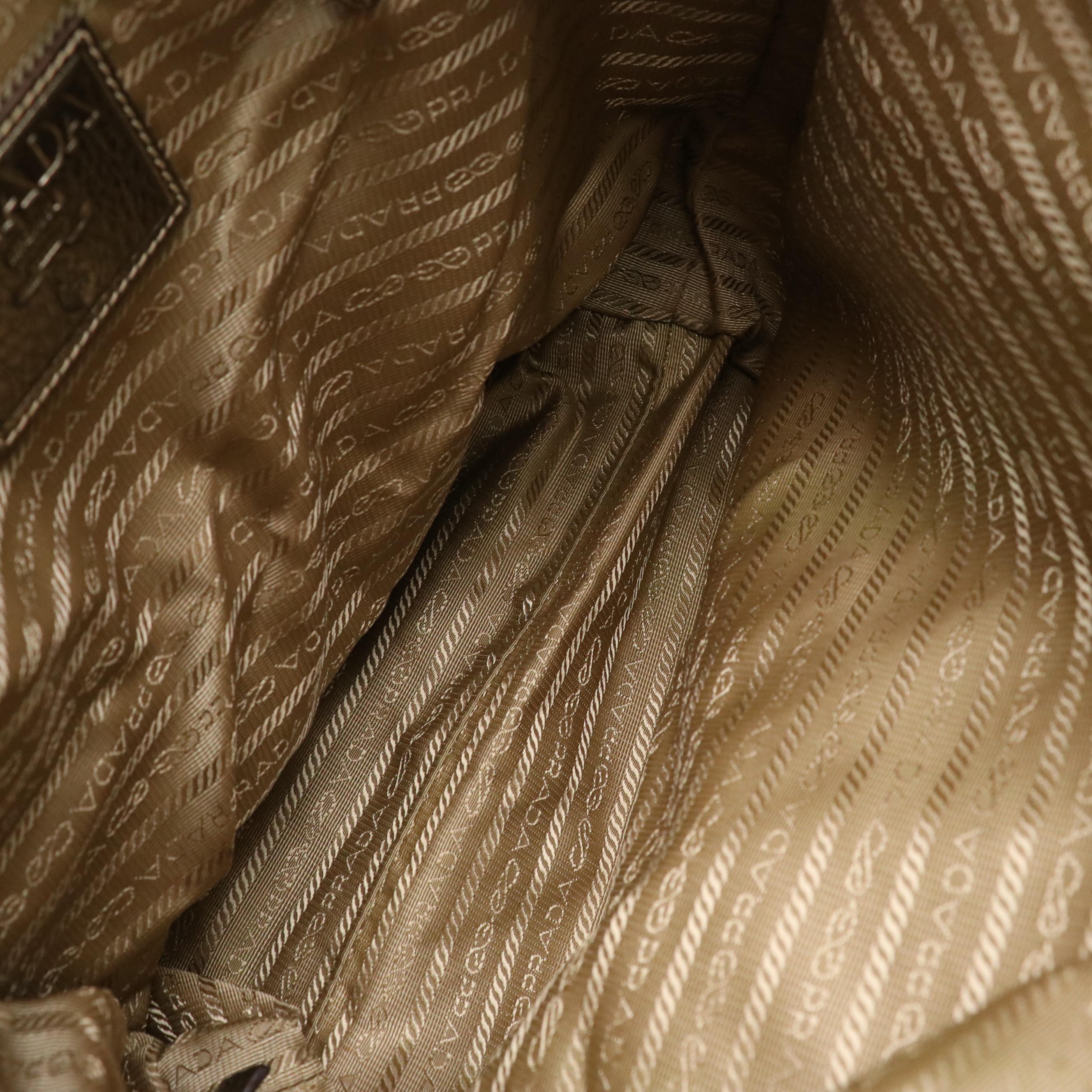 Prada Beige Jacquard Logo Canvas and Metallic Leather Trim Two-Way Tote