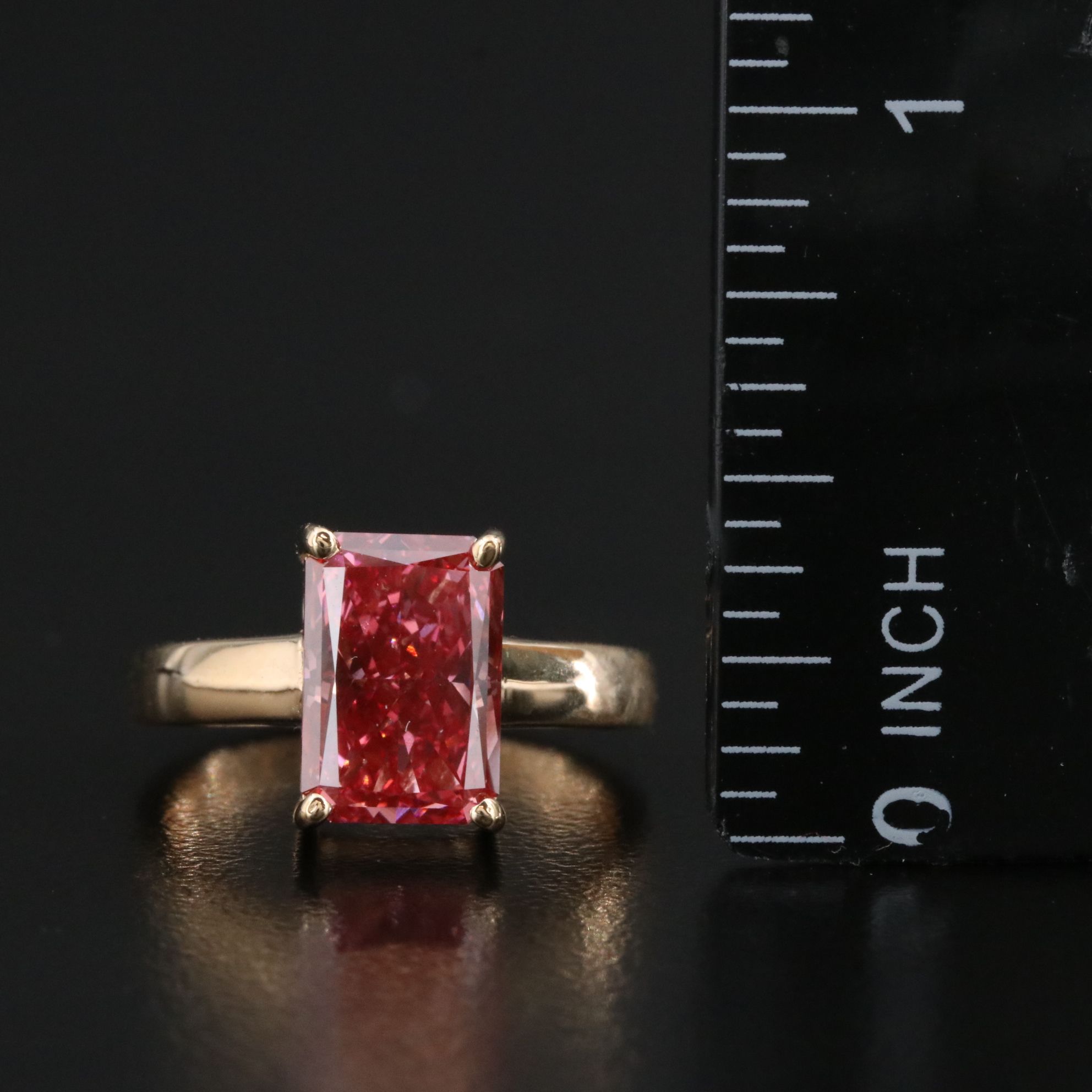 18K 3.11 CT Lab Grown Fancy Pink Diamond Solitaire Ring