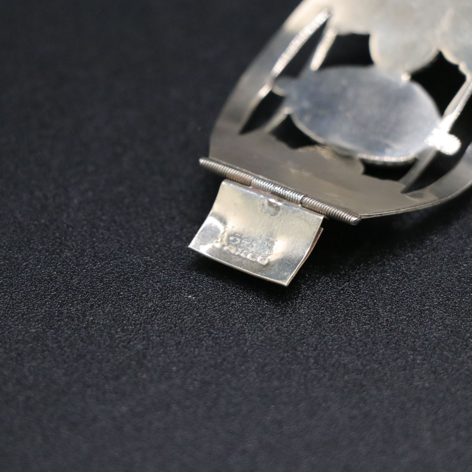 Taxco 1940s Sterling Silver Bracelet Featured With Other Costume Jewelry