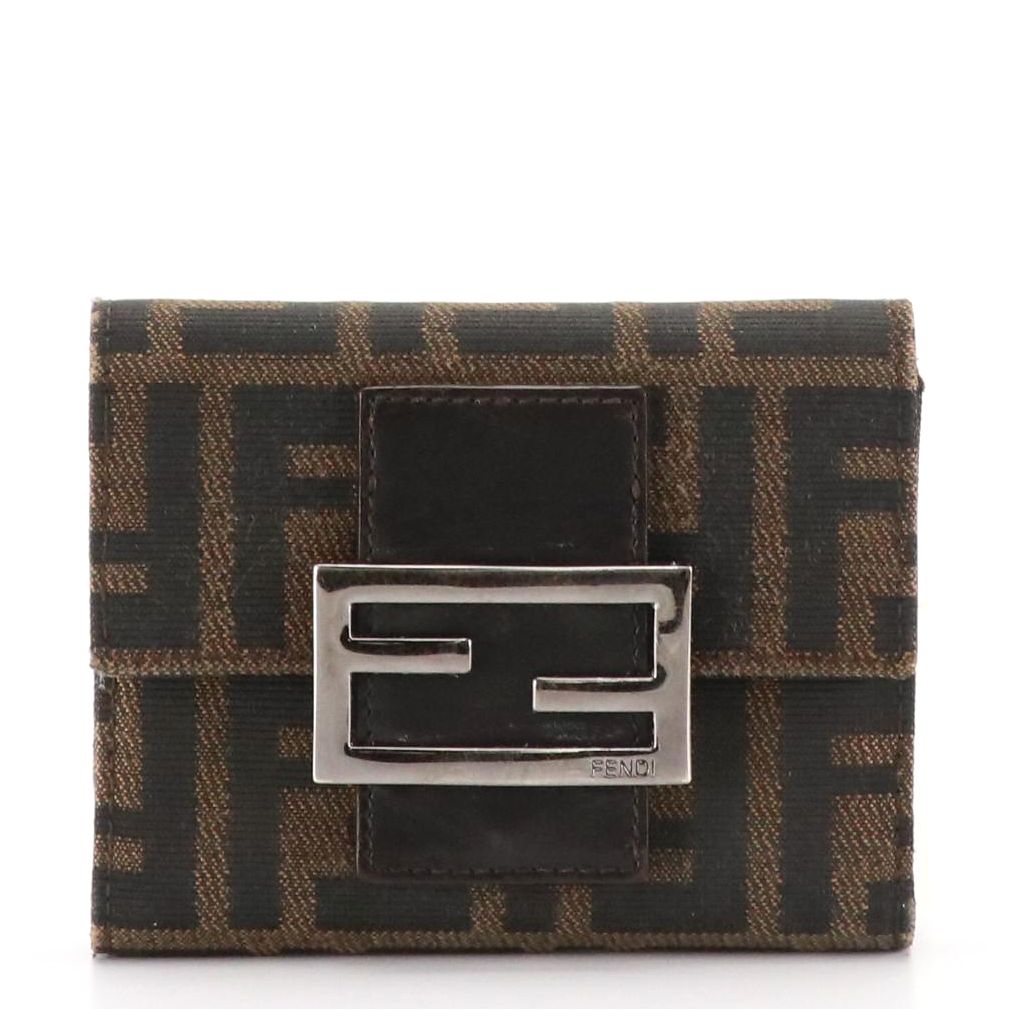 Fendi Compact Wallet 8M0023 in Zucca Canvas and Leather