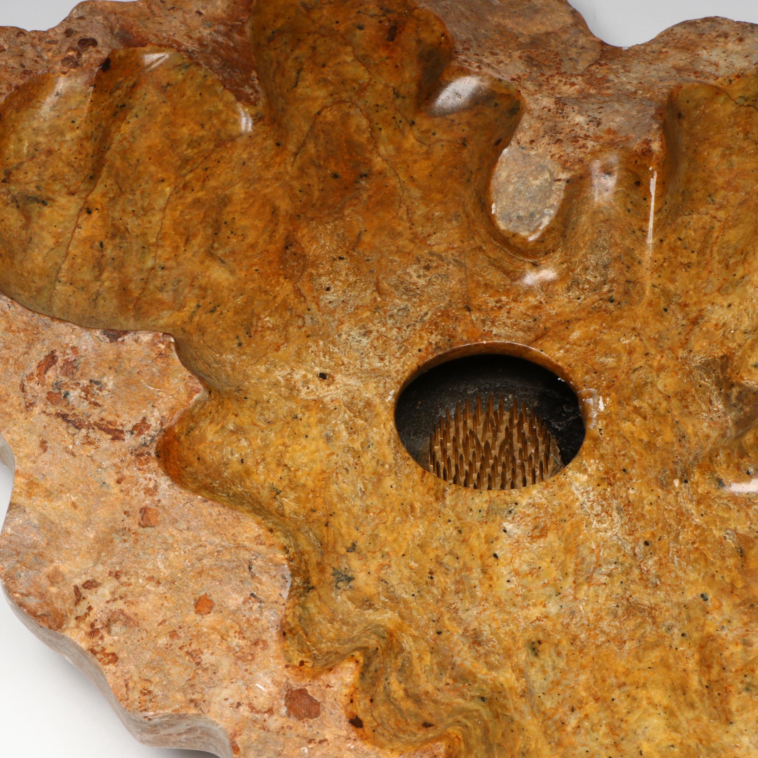 Hand-Carved and Sealed Stone Ikebana Vase