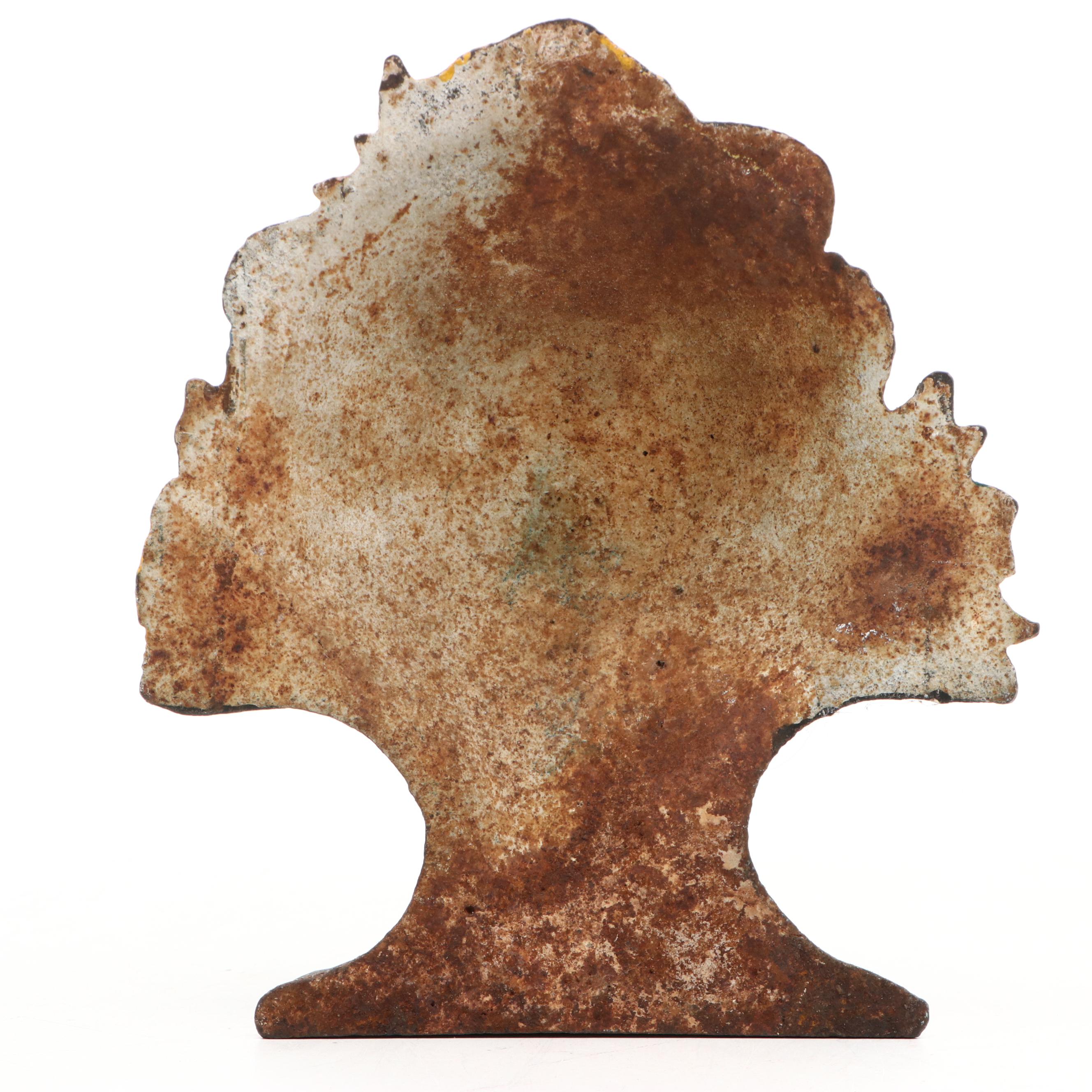 Painted Cast Iron Floral Topiary Doorstop, Early 20th Century