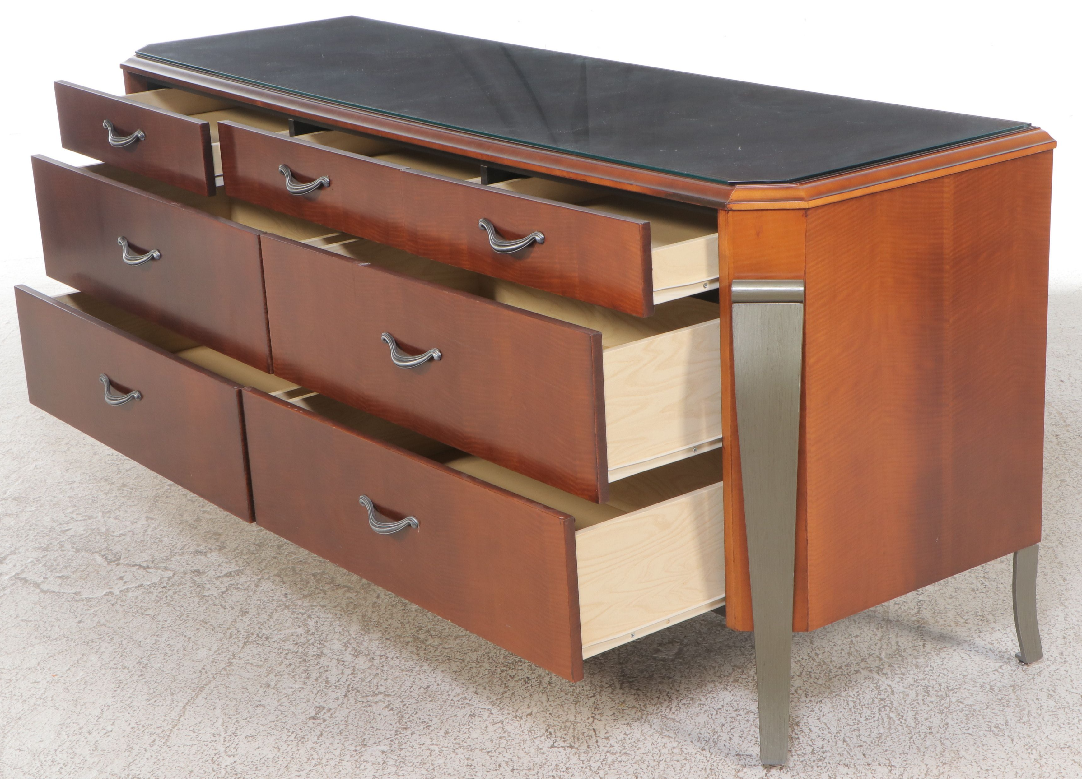 Contemporary Style Dresser with Walnut Finish