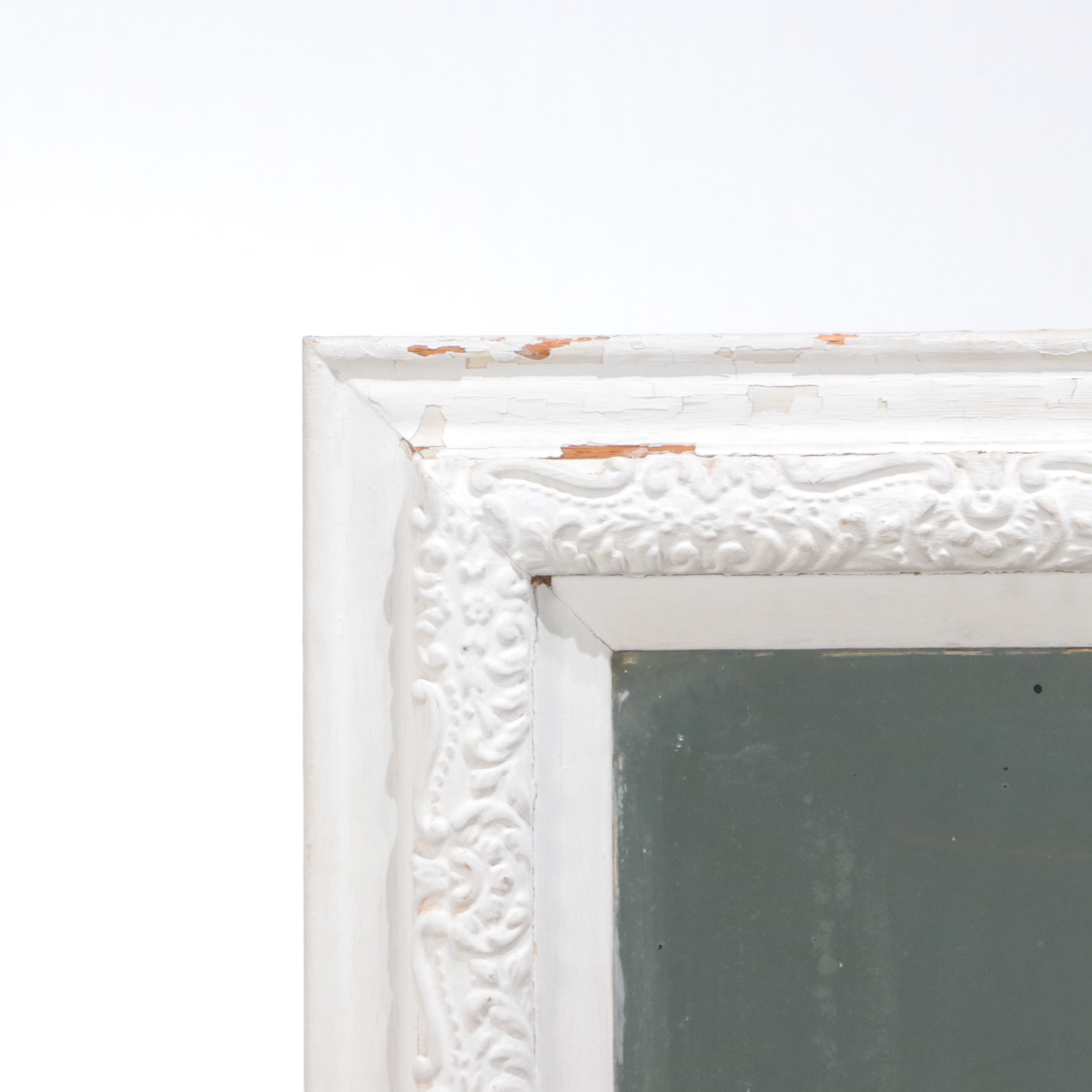 White Painted Wooden Wall Mirror