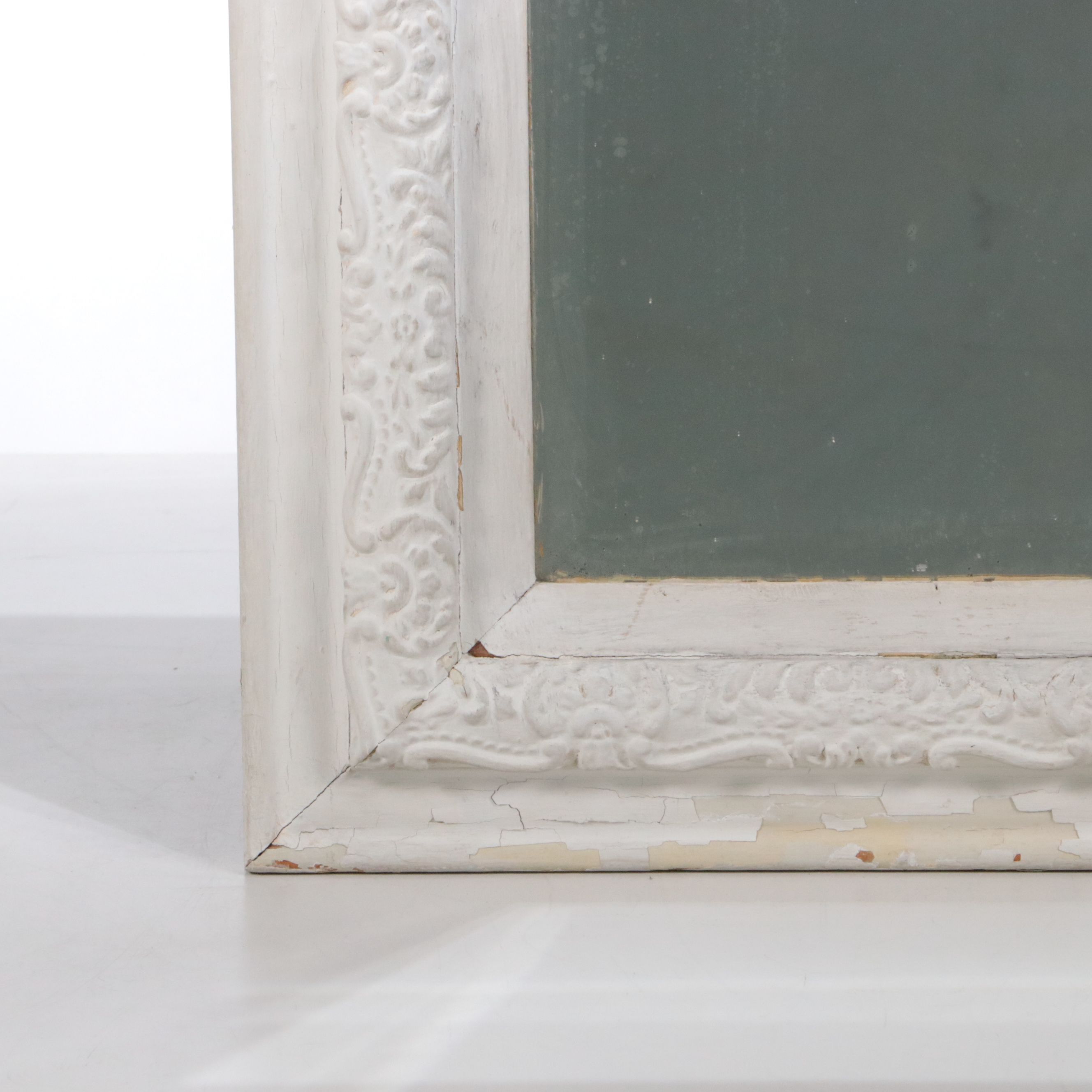 White Painted Wooden Wall Mirror