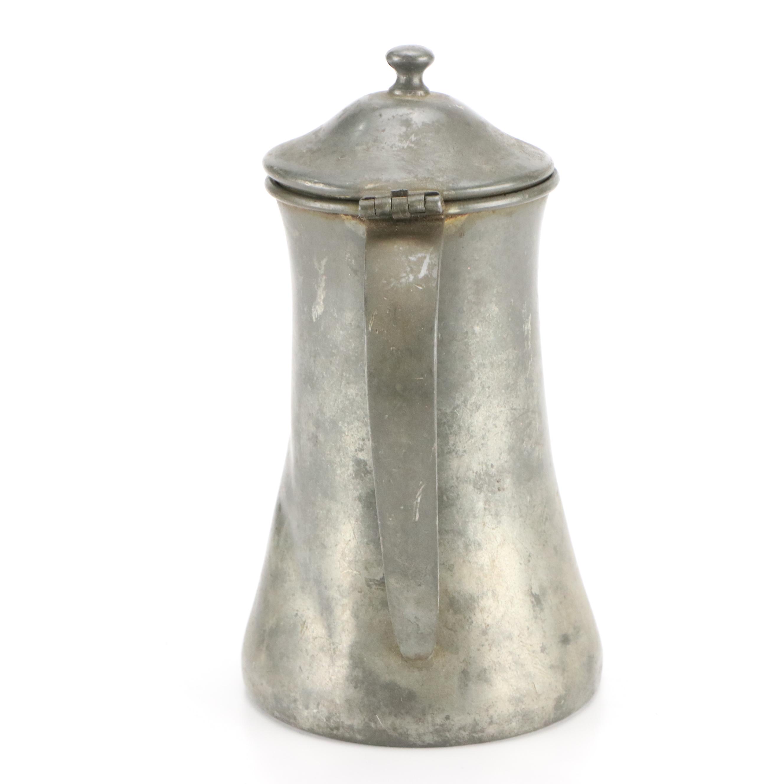 Genuine Pewter Primitive Coffee Pot, Antique