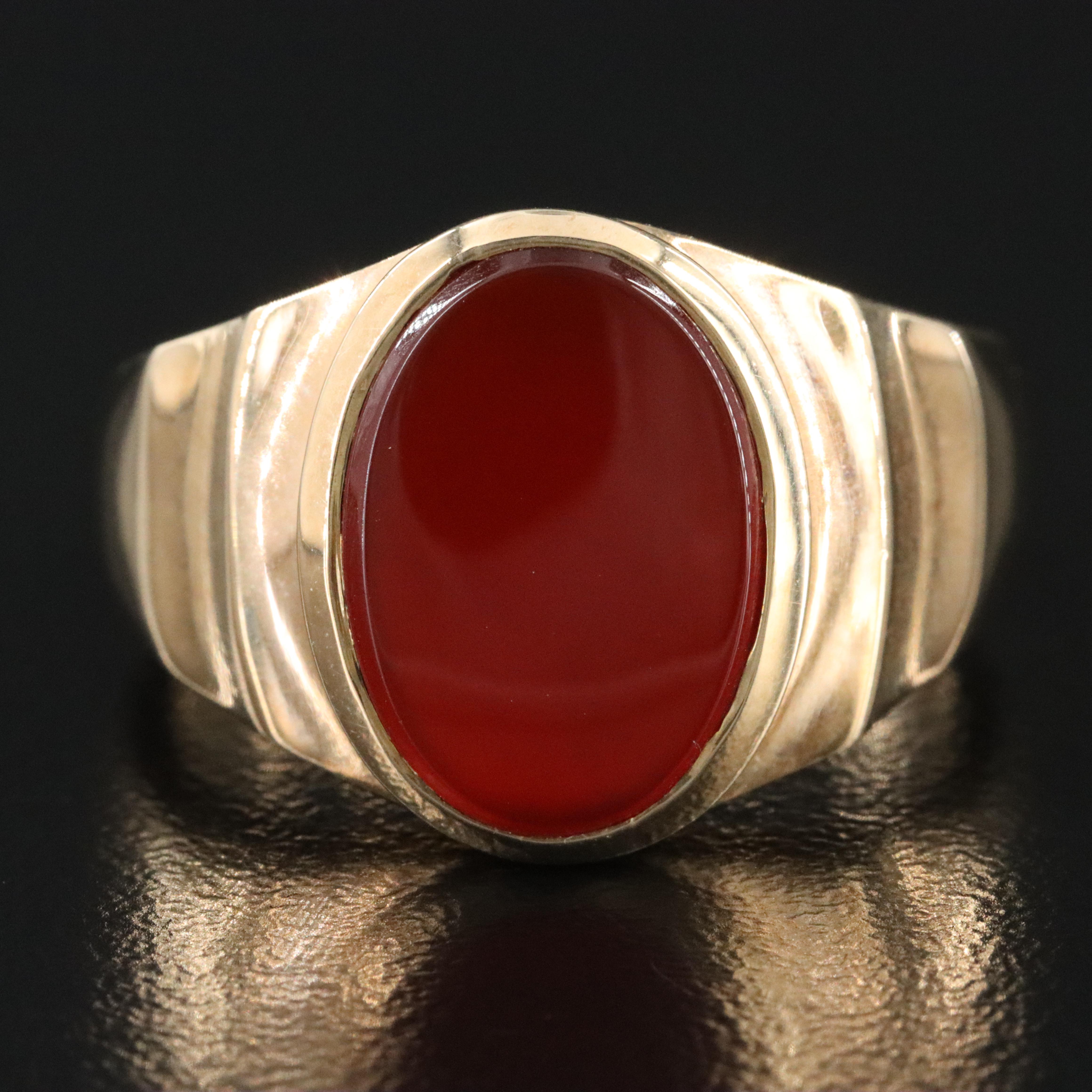 10K Carnelian Signet Ring