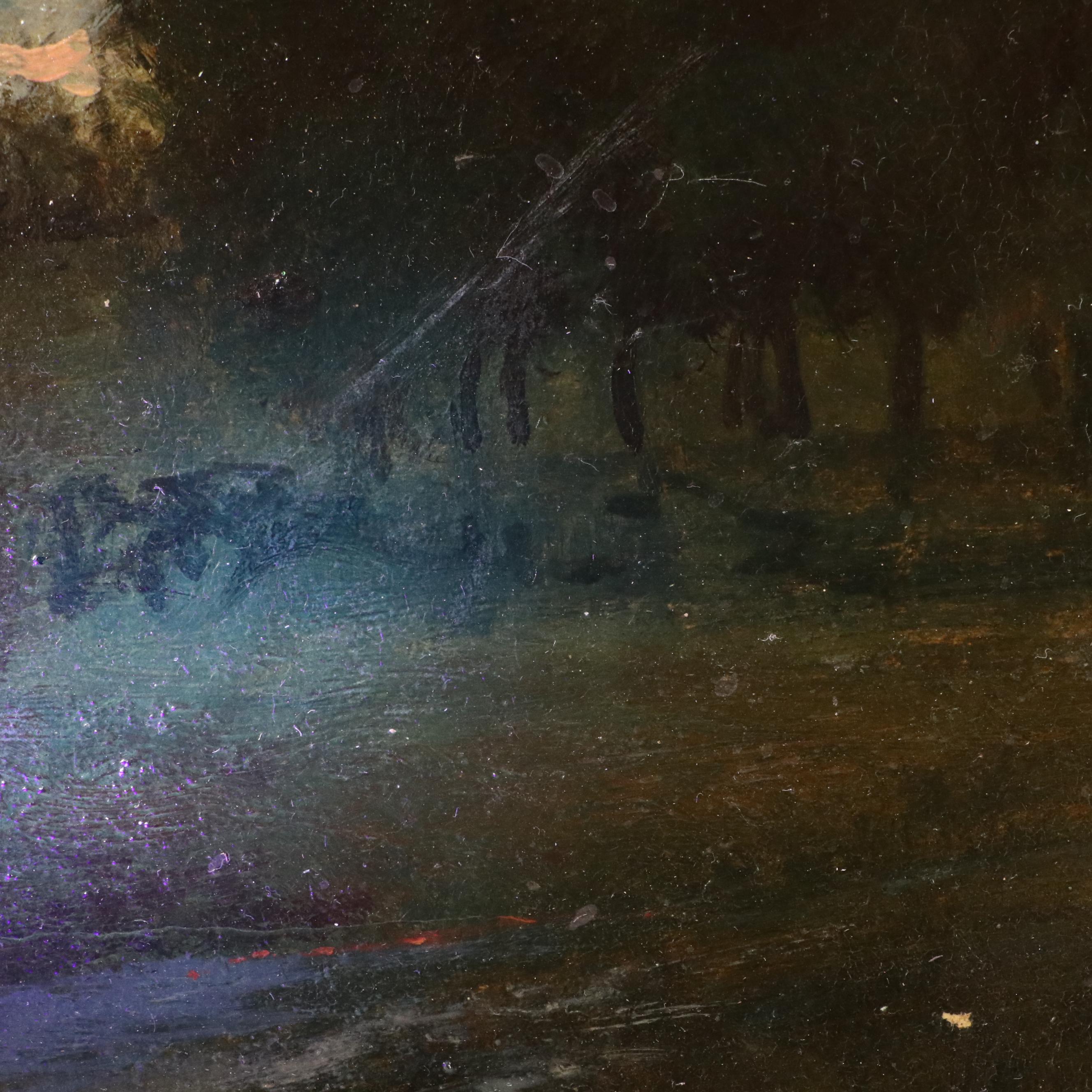 Raoul André Ulmann Impressionist Oil Painting of Landscape With Windmill at Dusk