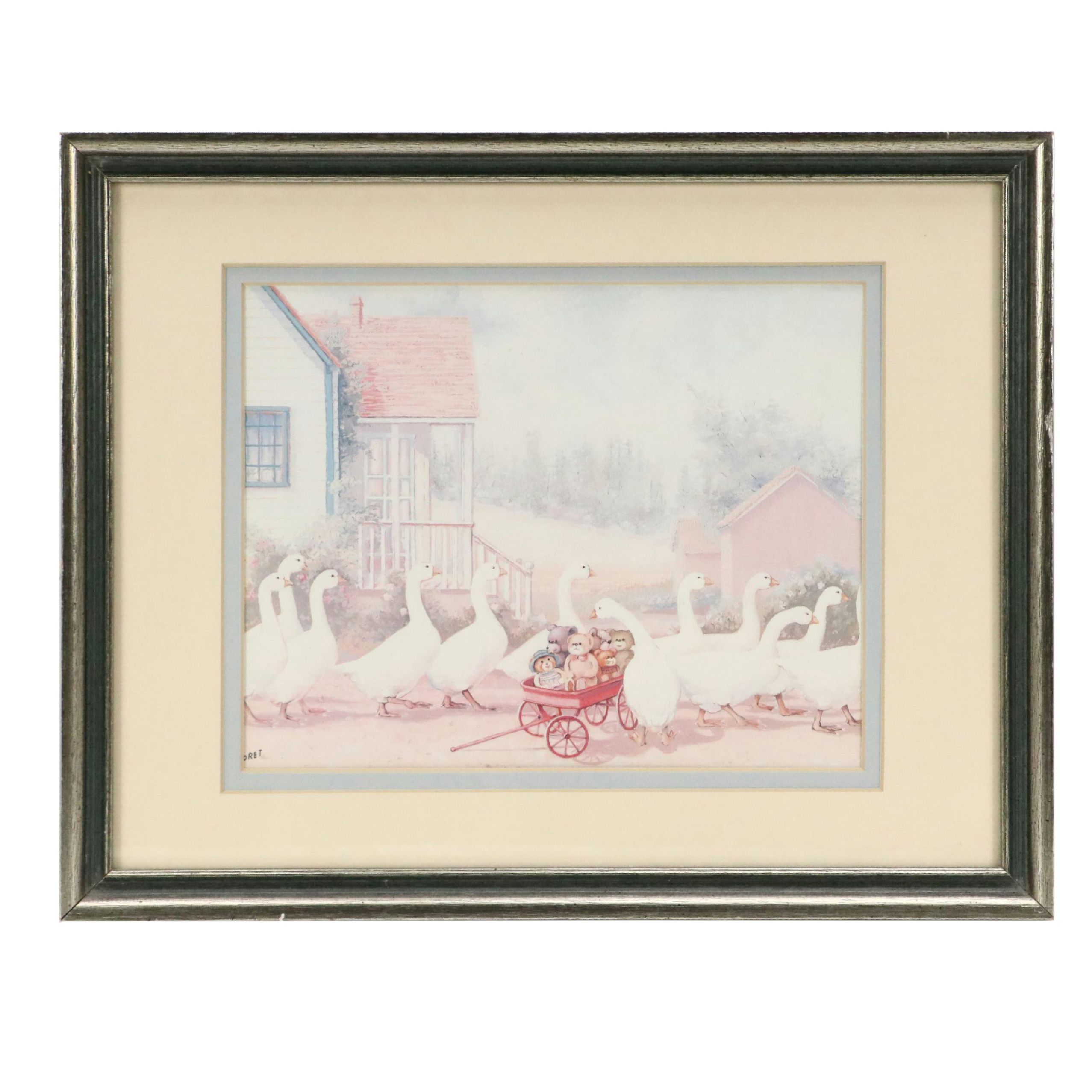 Set of Four Nursery Art Prints Featuring Animals; Circa 1985