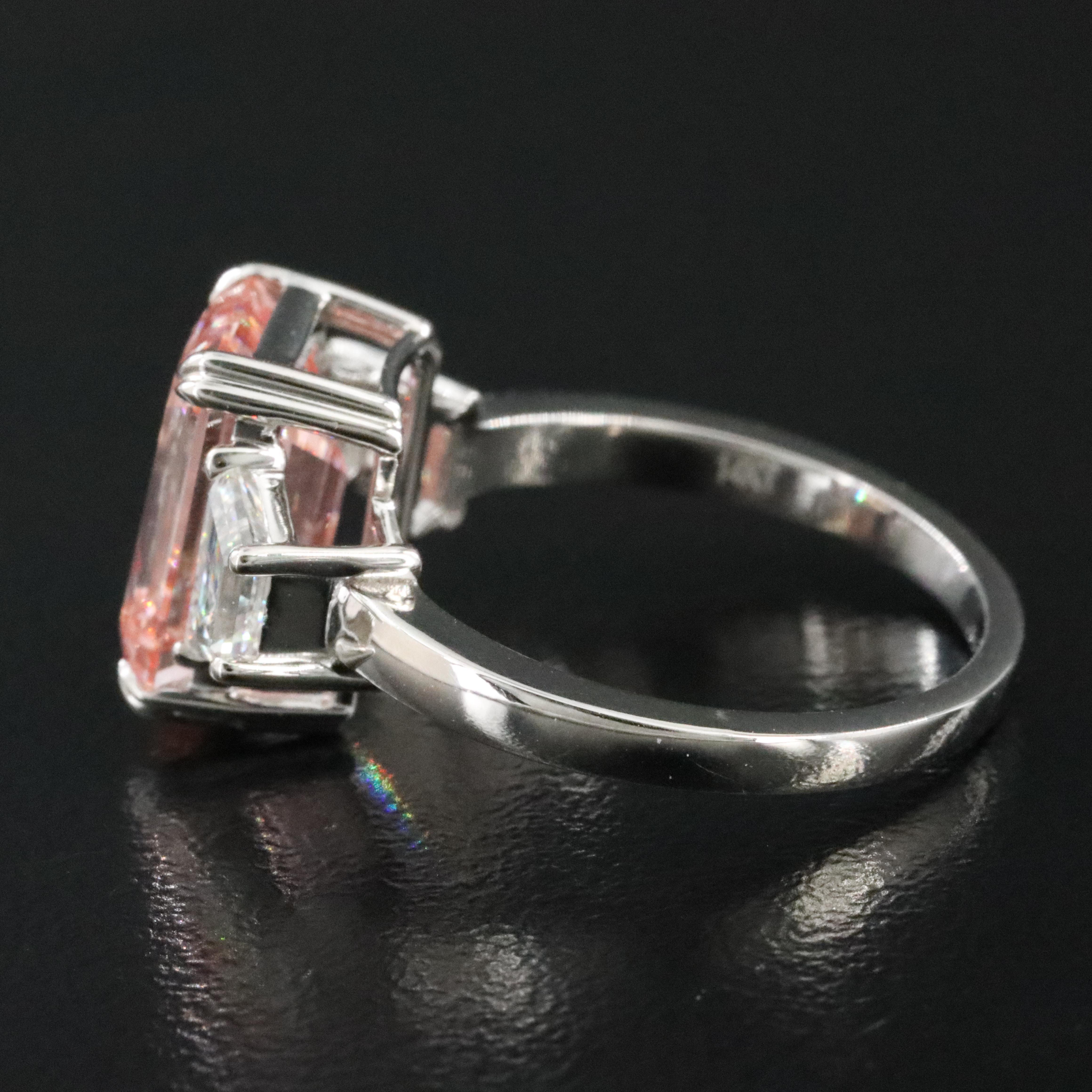 14K 4.65 CTW Lab Grown Diamond Ring with Fancy Pink Center and IGI Report