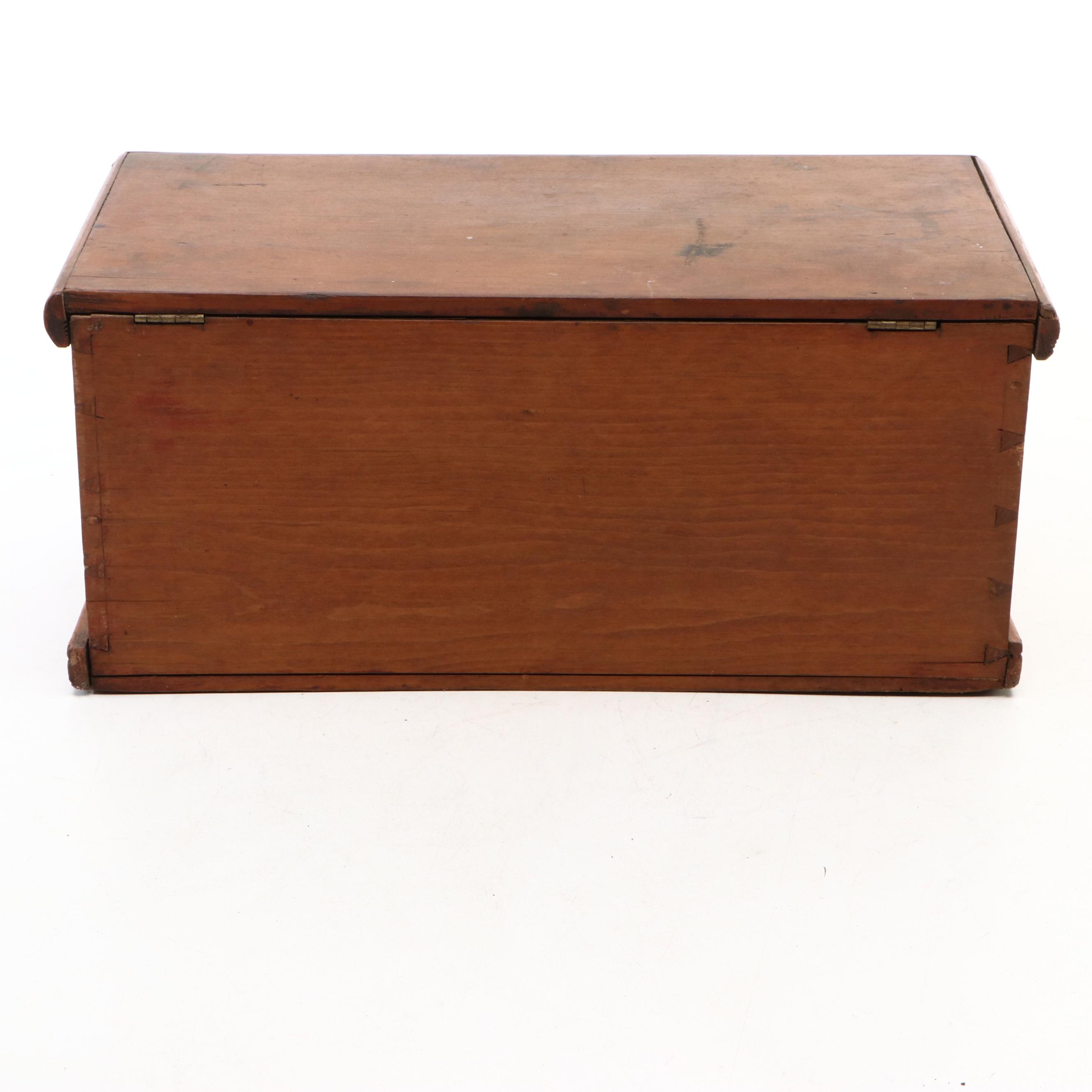 Dovetailed Pine Lift-Top Box, Likely 19th Century