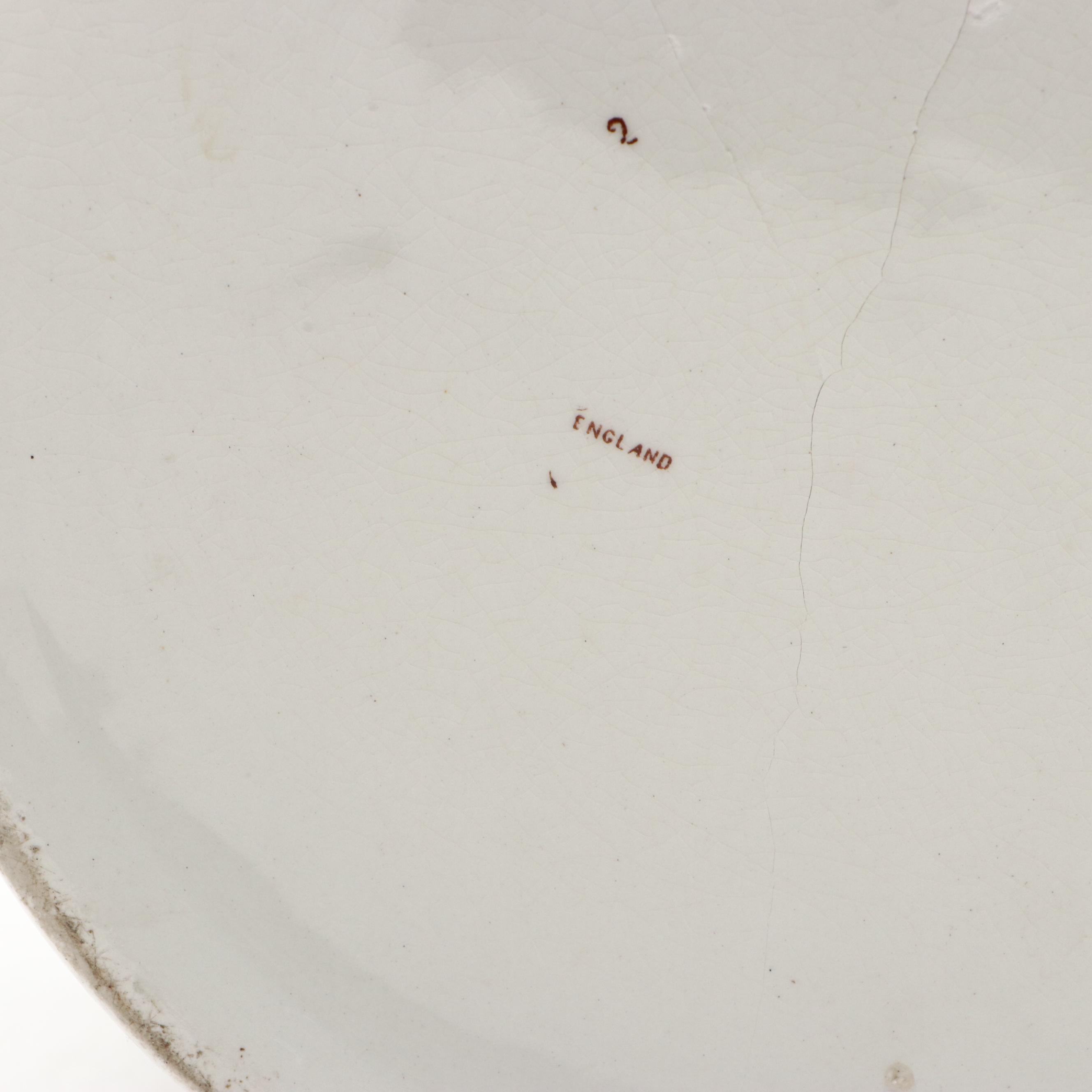 English Brown Transferware Ice Pail or Wine Cooler, Circa 1891-1920