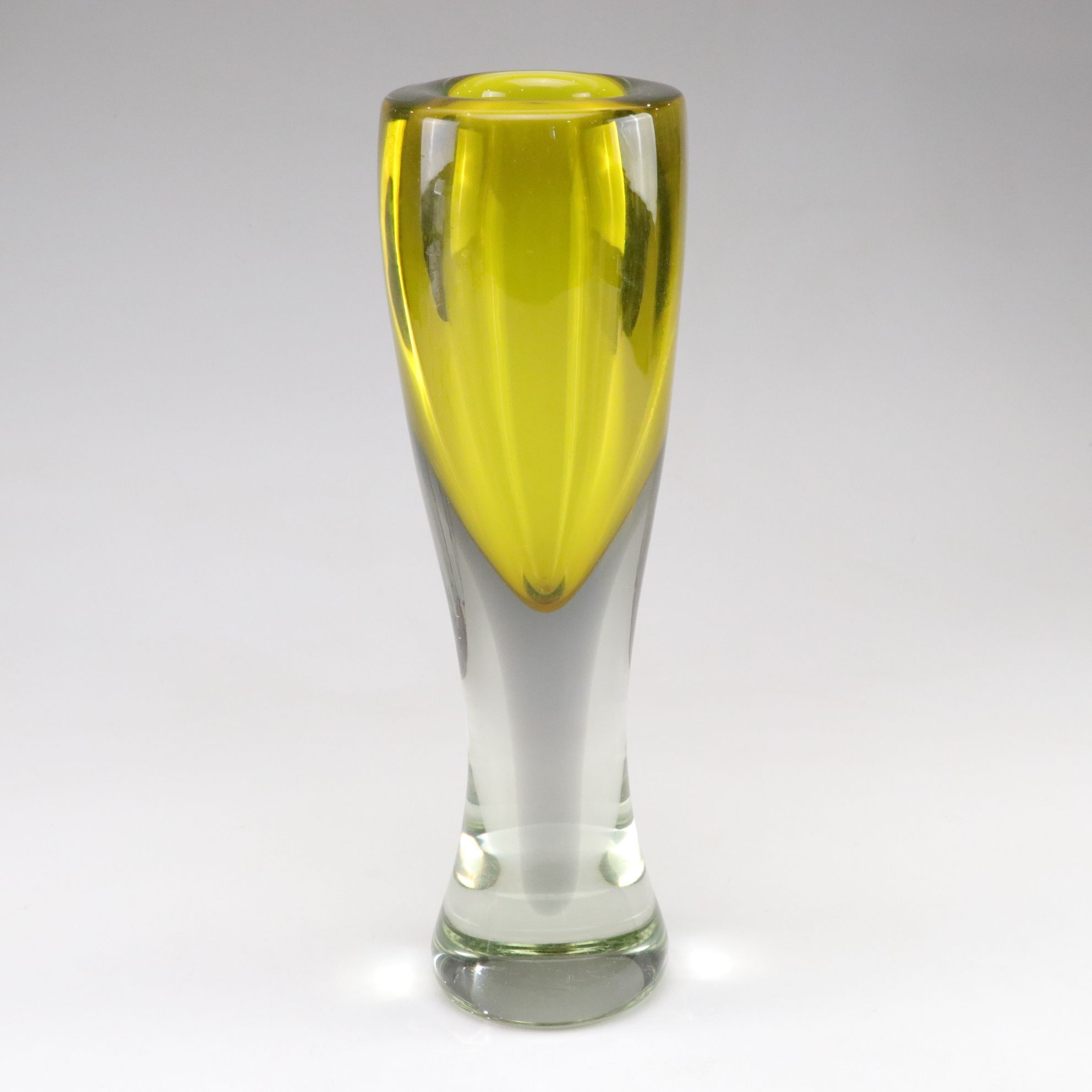 MCM Yellow Tapered Art Glass Vase, Manner of Adam Jablonski