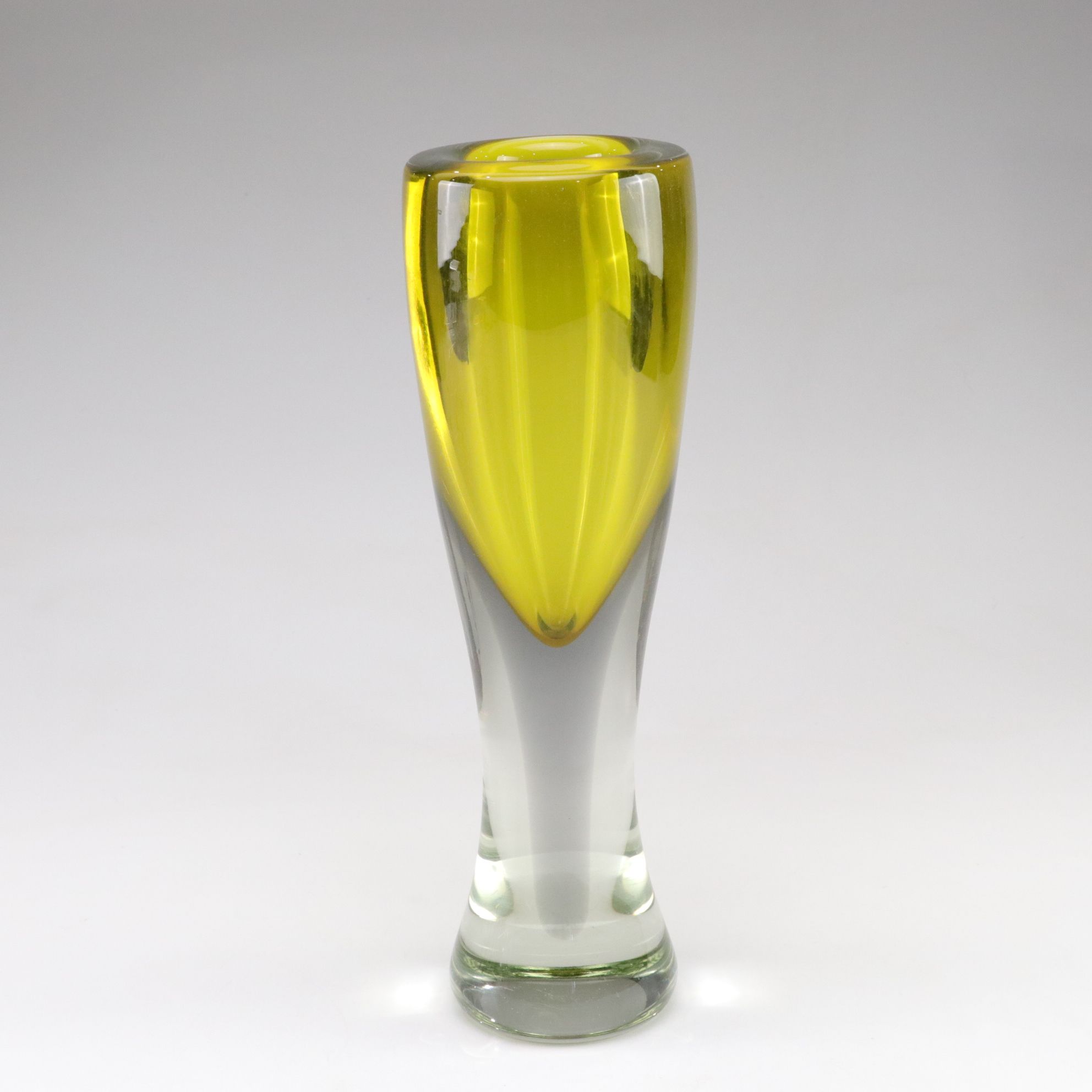 MCM Yellow Tapered Art Glass Vase, Manner of Adam Jablonski