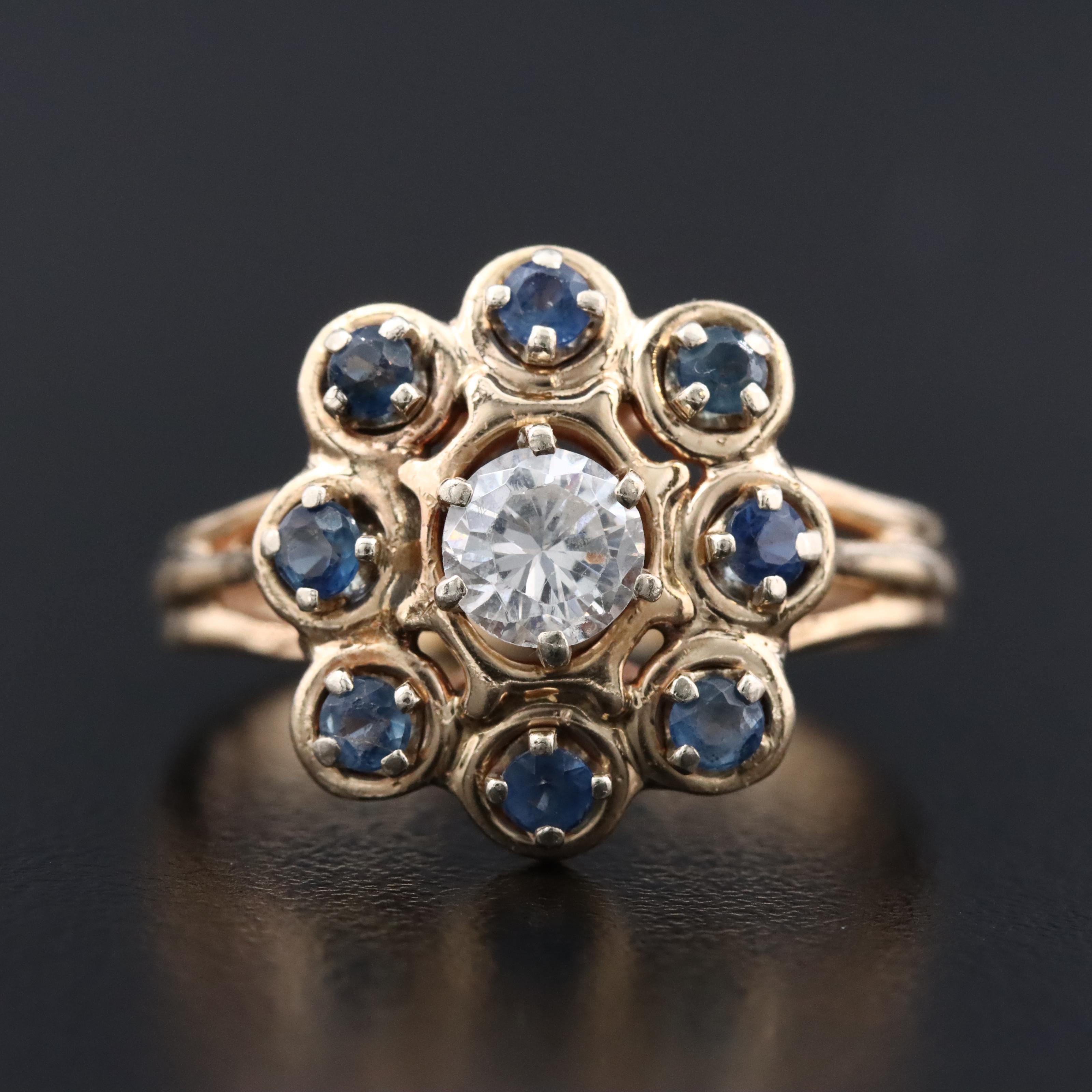 14K CZ and Sapphire Ring
