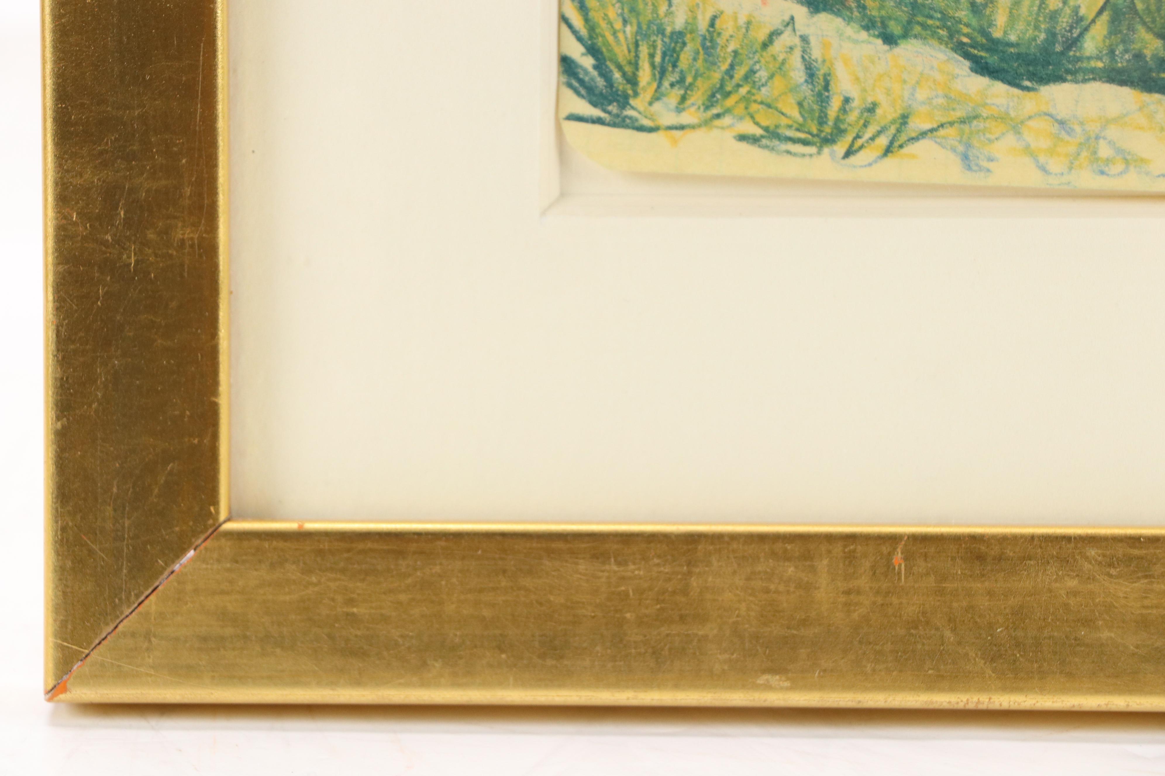 Polly Scribner Ames Colored Pencil Drawing of Village, Circa 1935