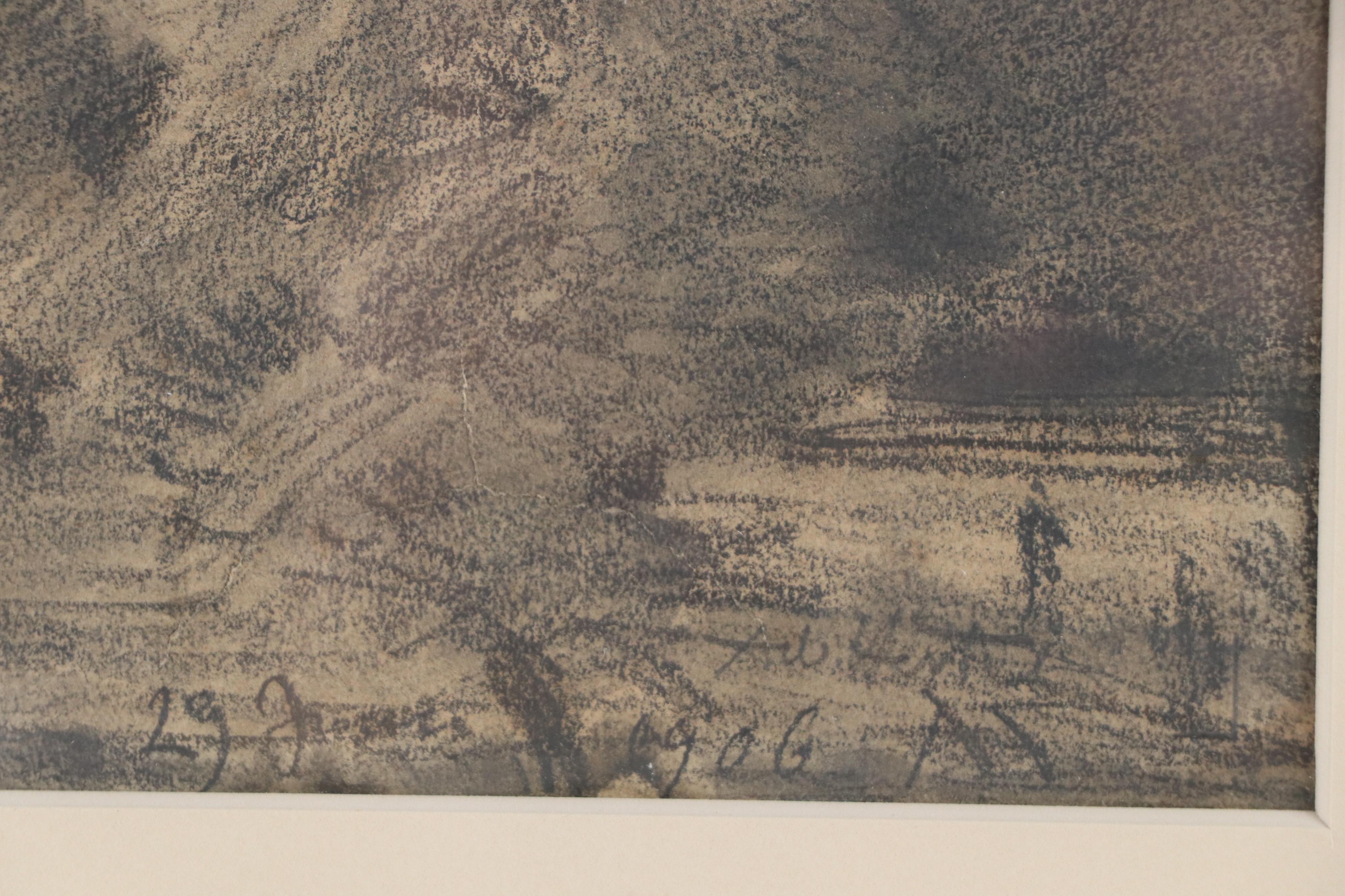 Lucien Jacques Landscape Graphite Drawing of Tree Foliage, 1906