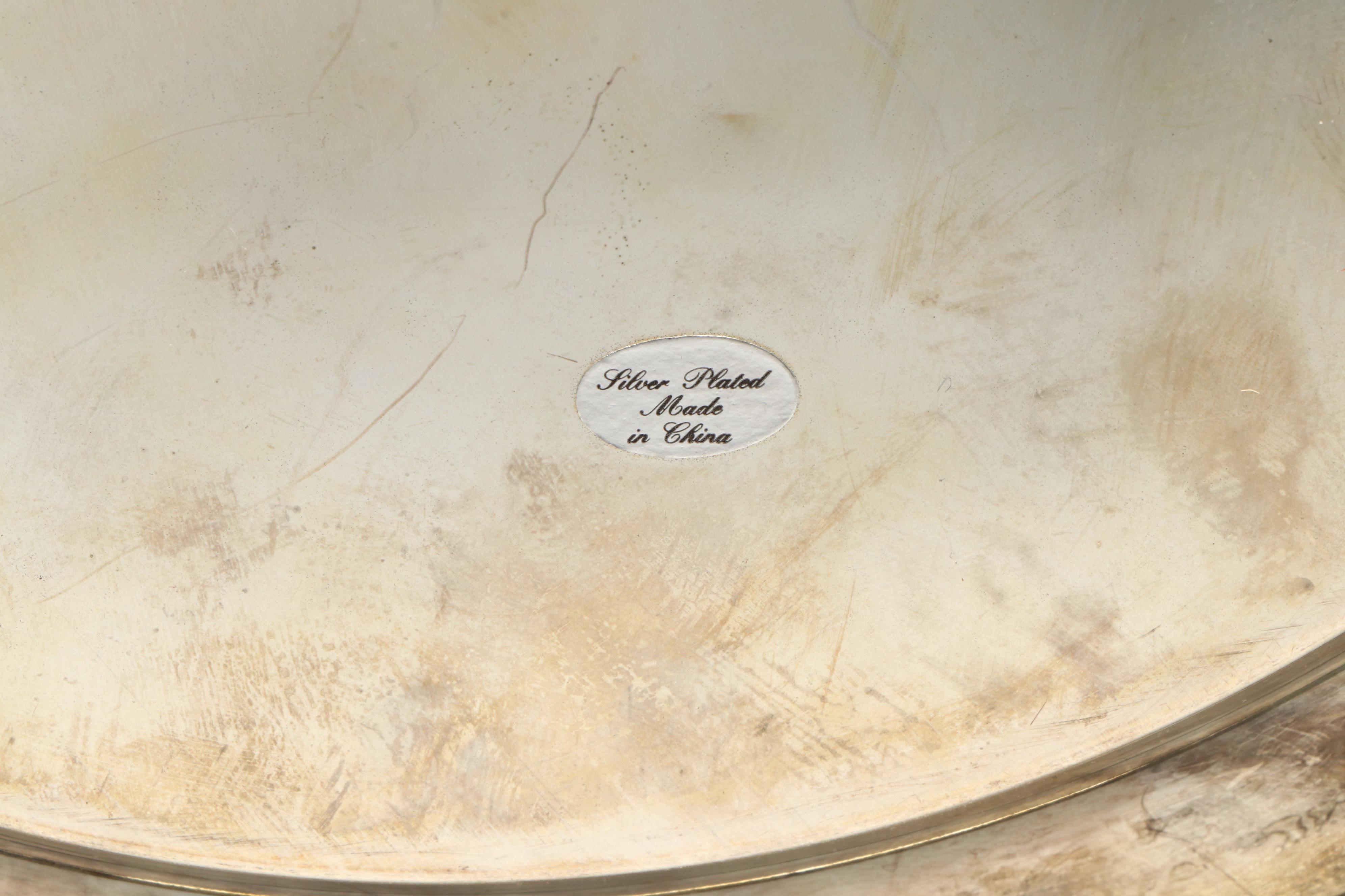 DiSaronno Amaretto Pedestal Glasses and Silver Plate Platter