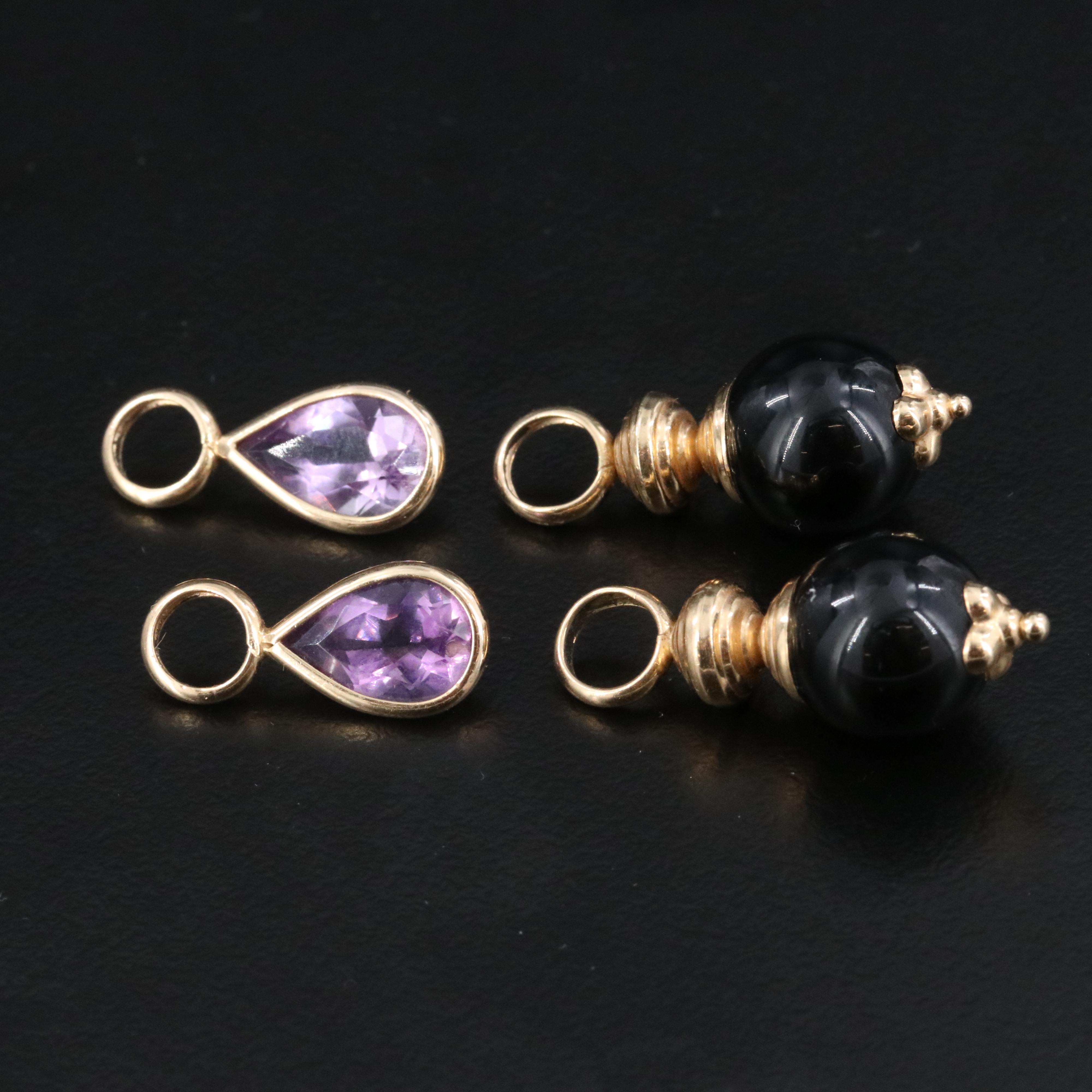 14K Black Onyx and Amethyst Earring Enhancers