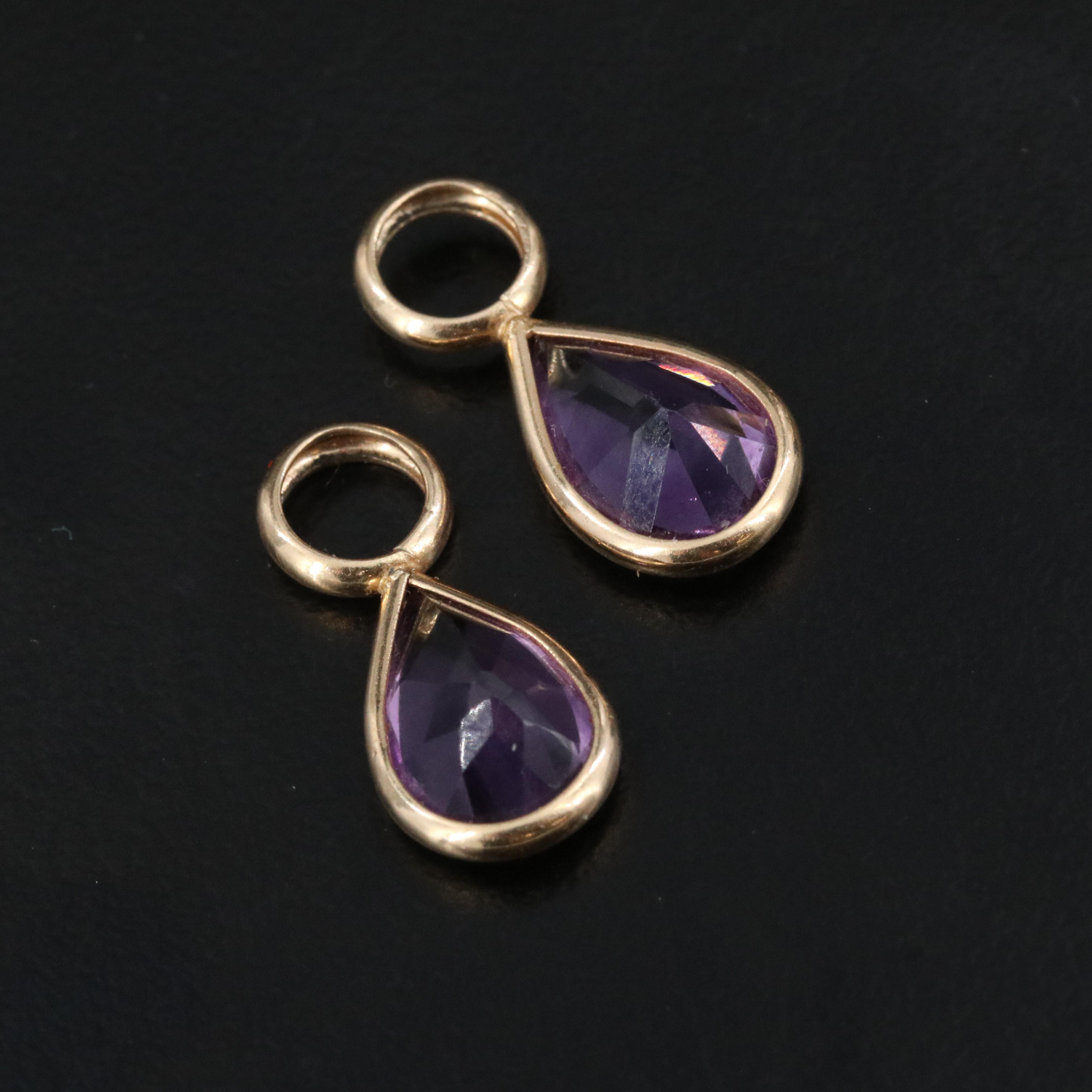 14K Black Onyx and Amethyst Earring Enhancers