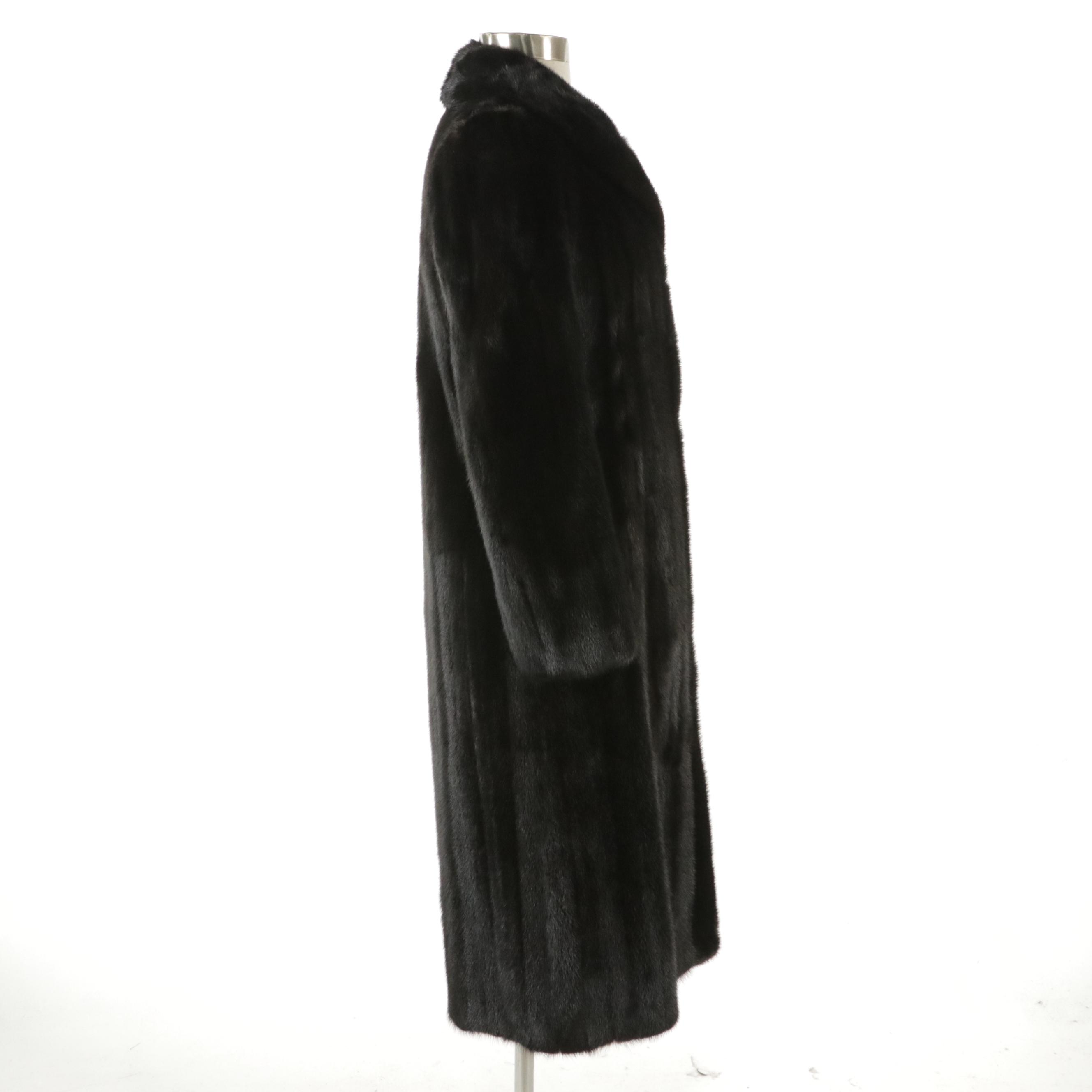 Vintage Dark Brown Mink Fur Mid-Length Coat