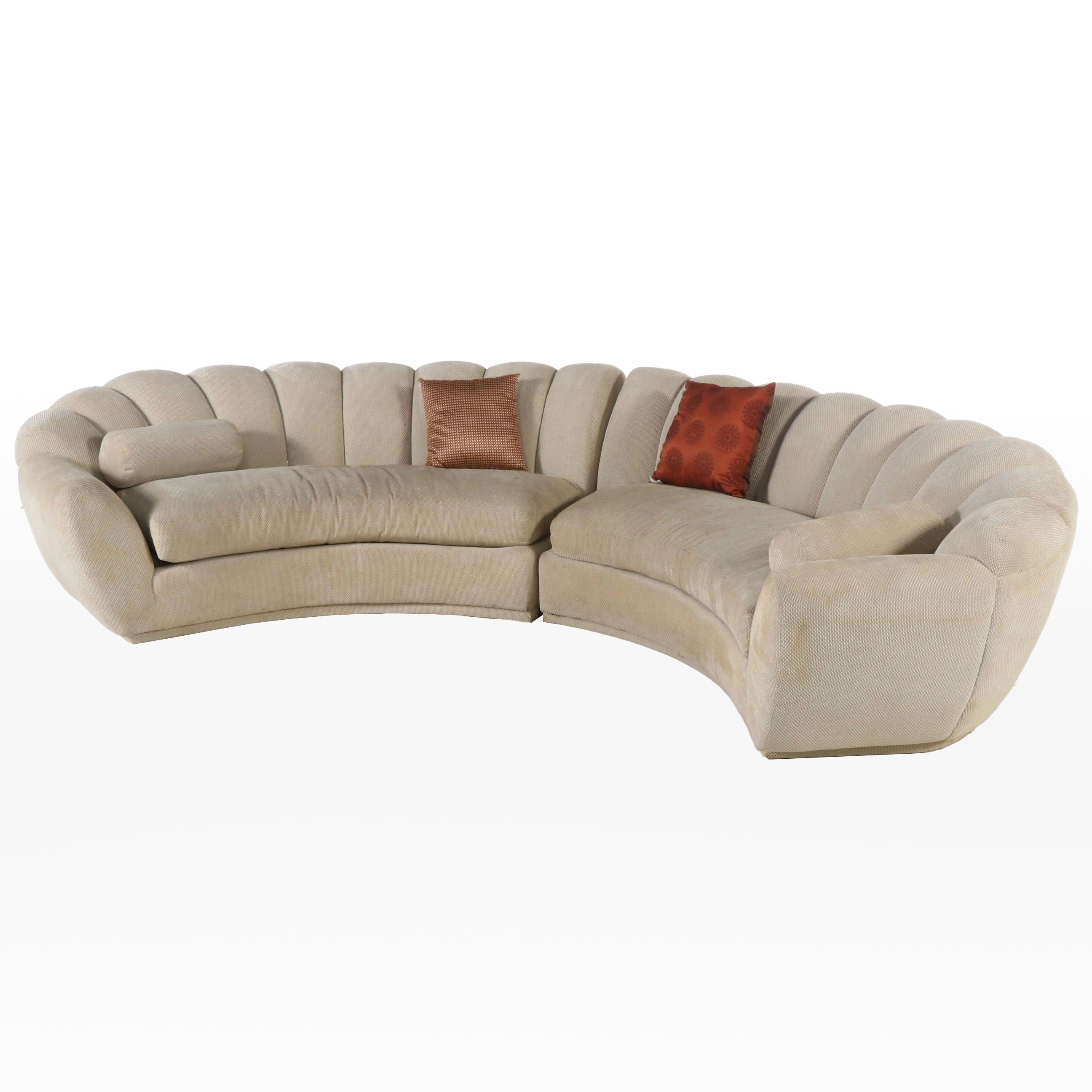 Larry Laslo for Directional Chenille Upholstered Two-Part Curved Sectional Sofa