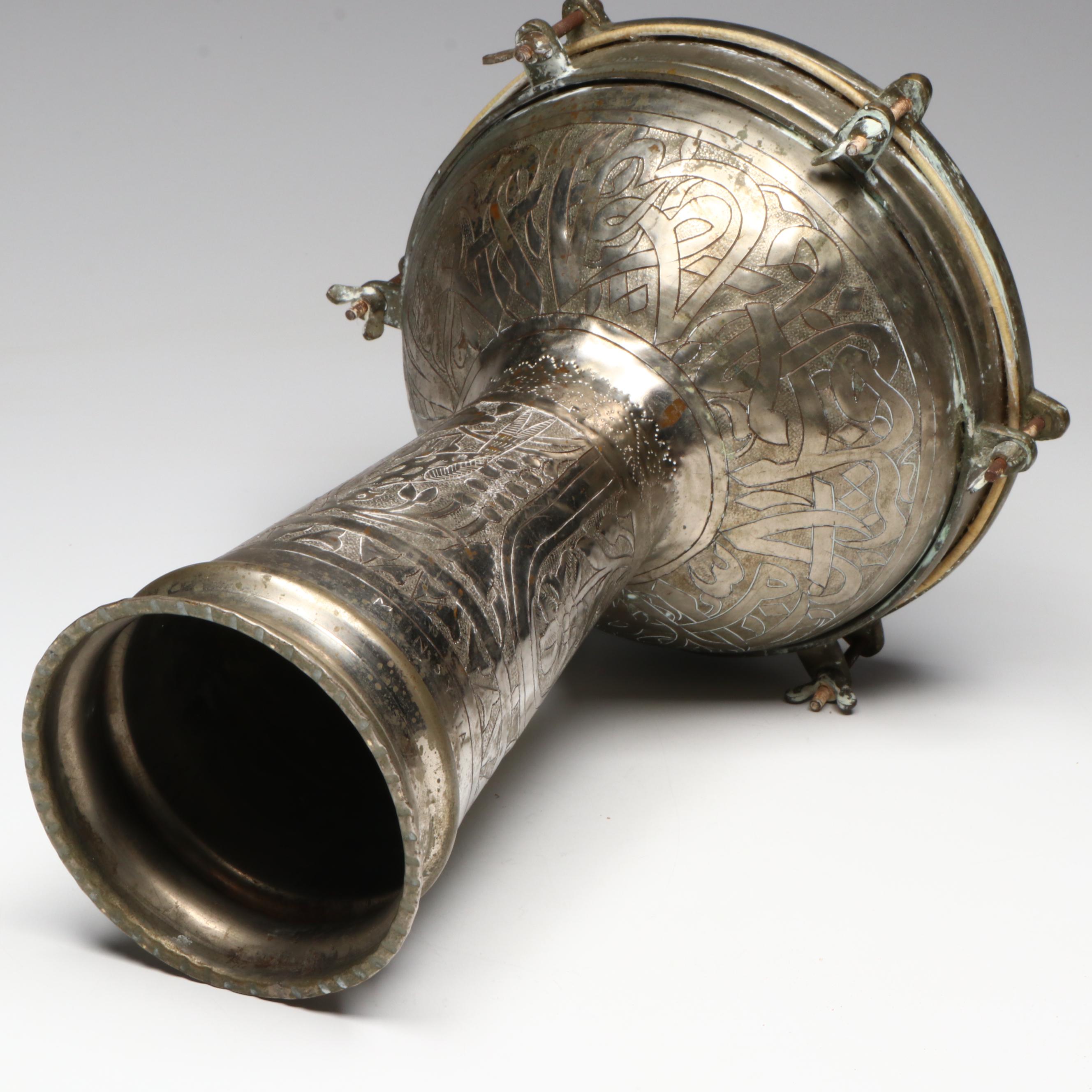 Papua New Guinean Kundu Drum with Indian Wood Maraca and Metal Darbuka