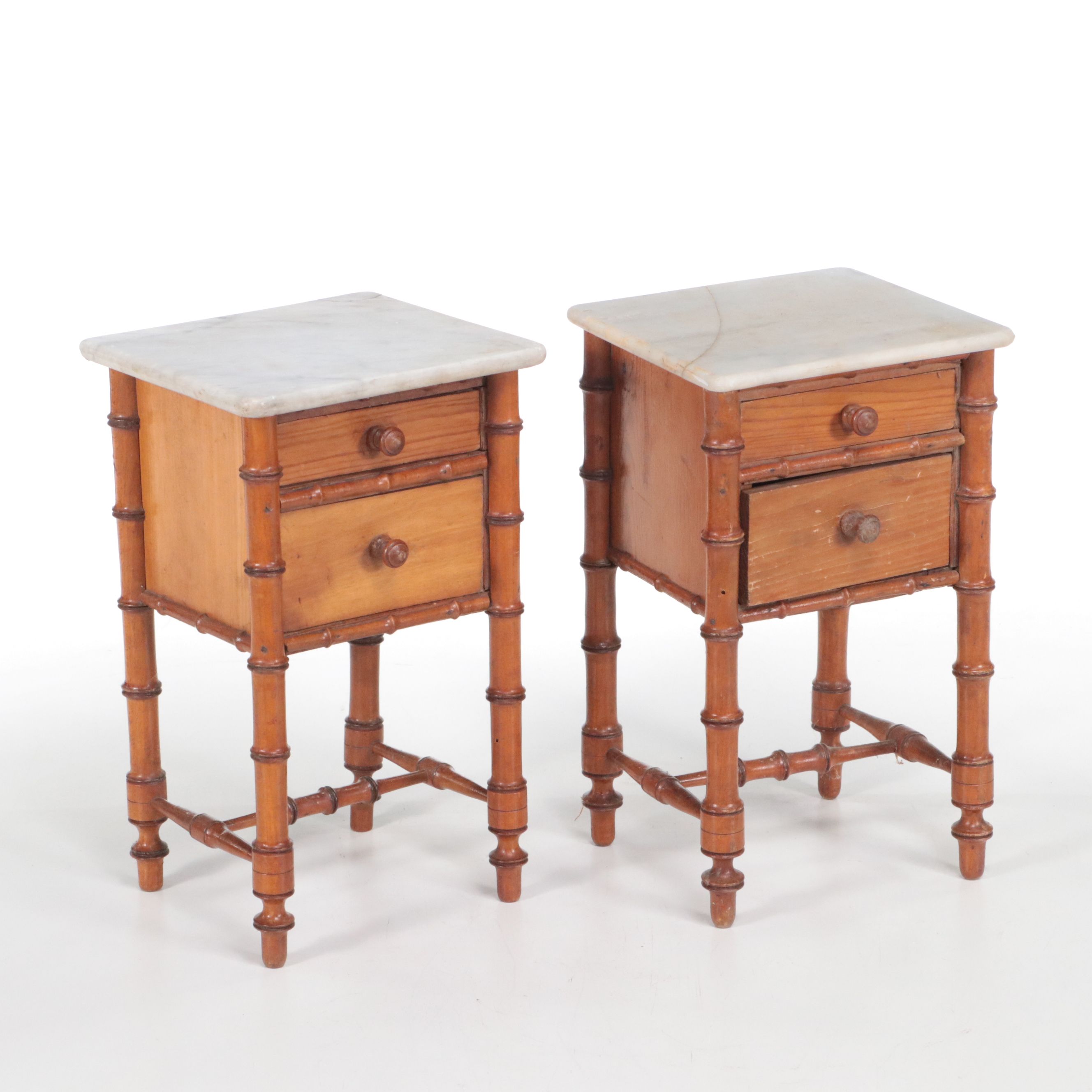 Continental Faux Bamboo Doll's Bedroom Furniture Suite, Late 19th Century