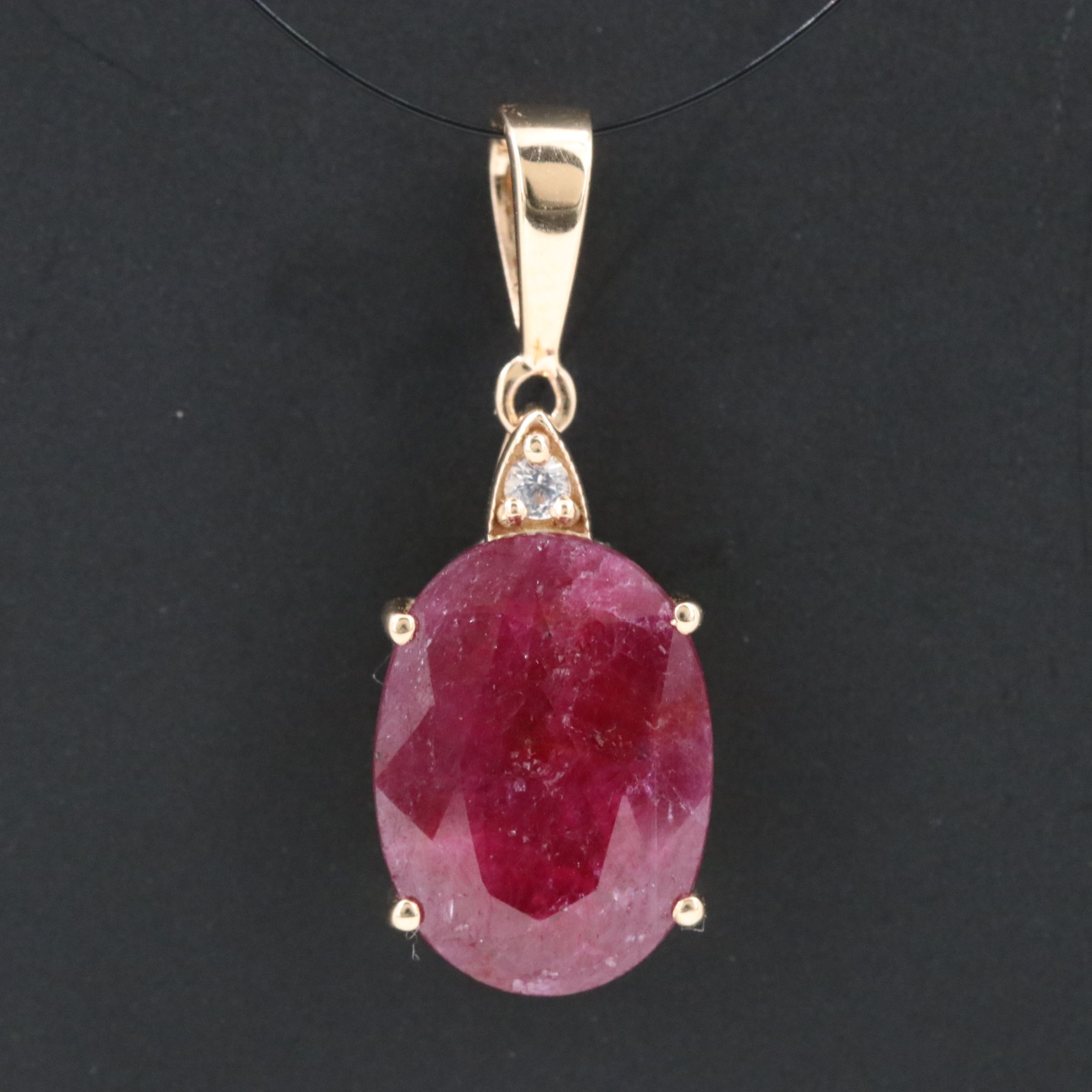 14K Filled Corundum and White Sapphire Pendant