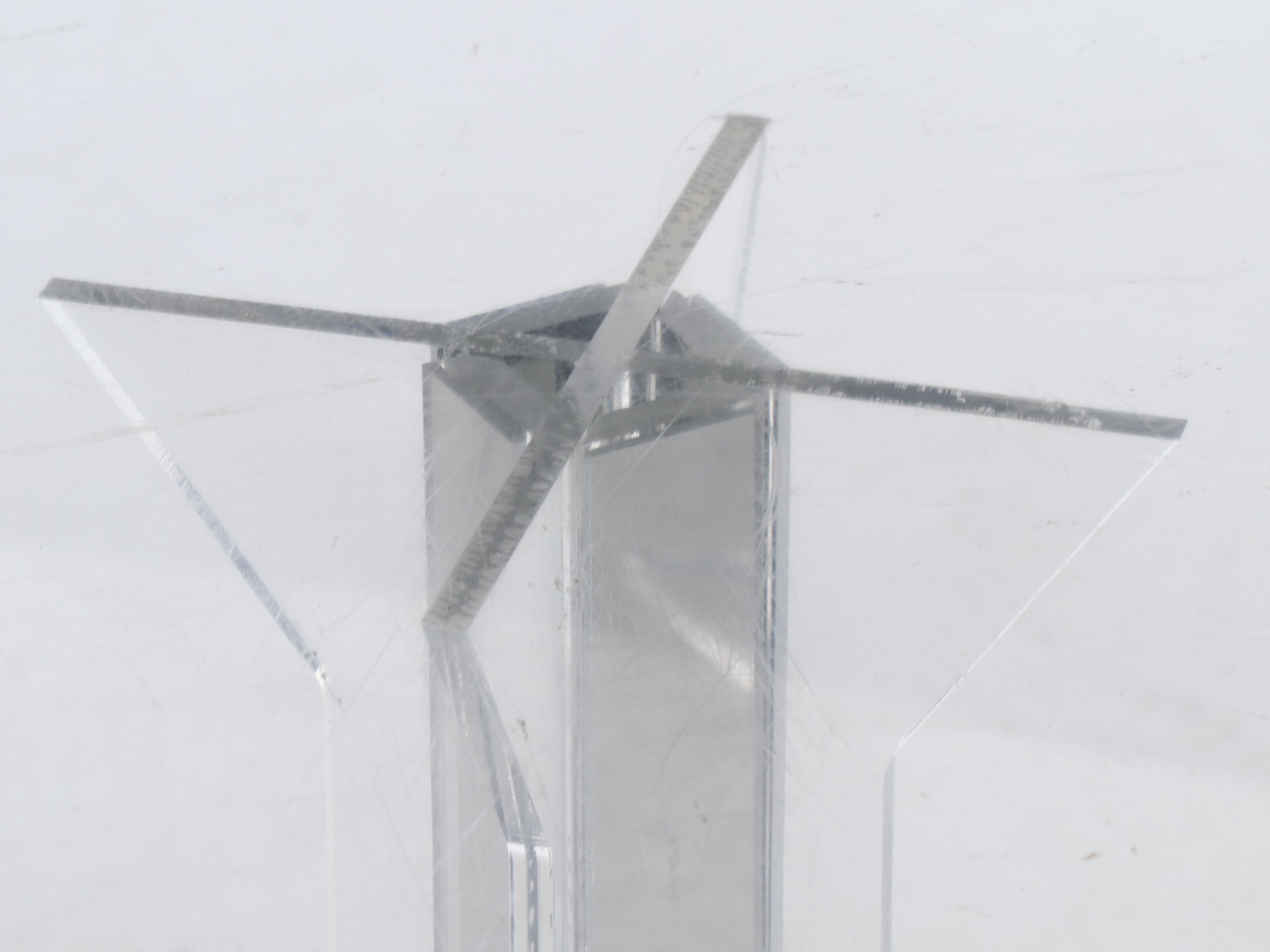 Pair of Modernist Style Clear Acrylic Three-Tiered End Tables