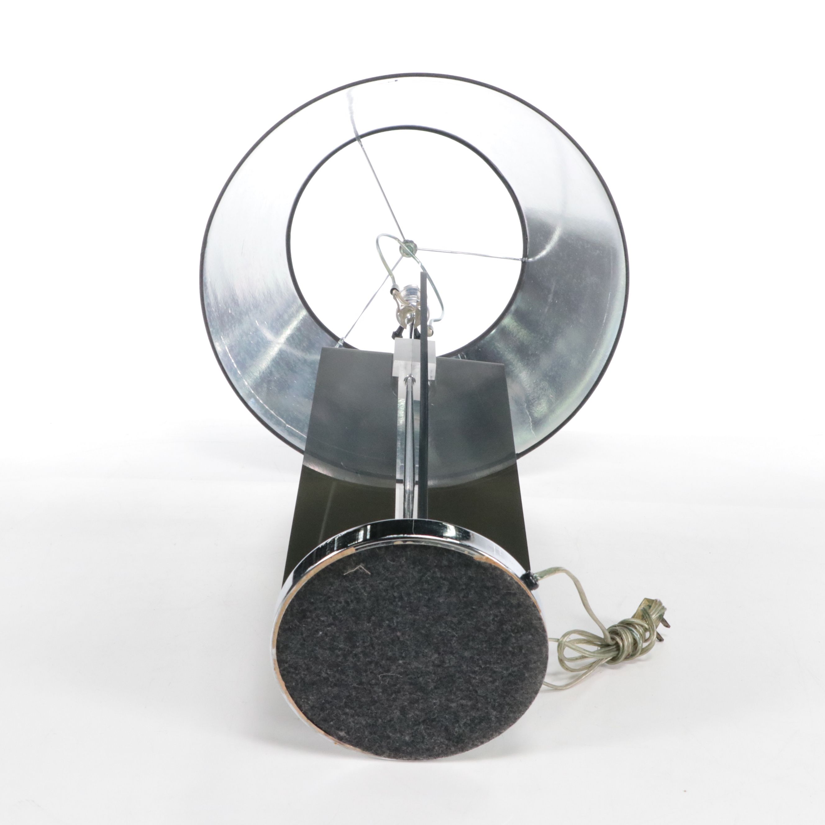 Smoked Lucite and Chrome Table Lamp with Black and Silver Shade, 1970s