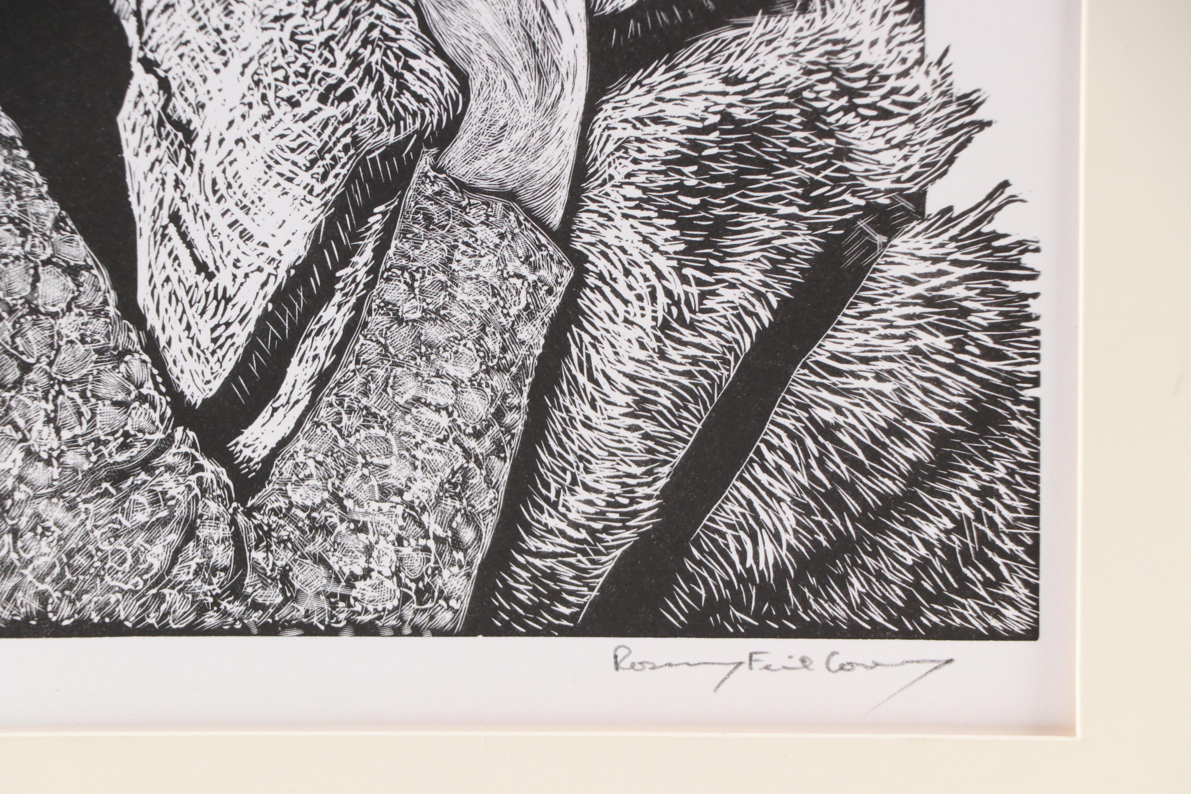 Rosemary Feit Covey Wood Engraving "White, Black, and Grey," 2000