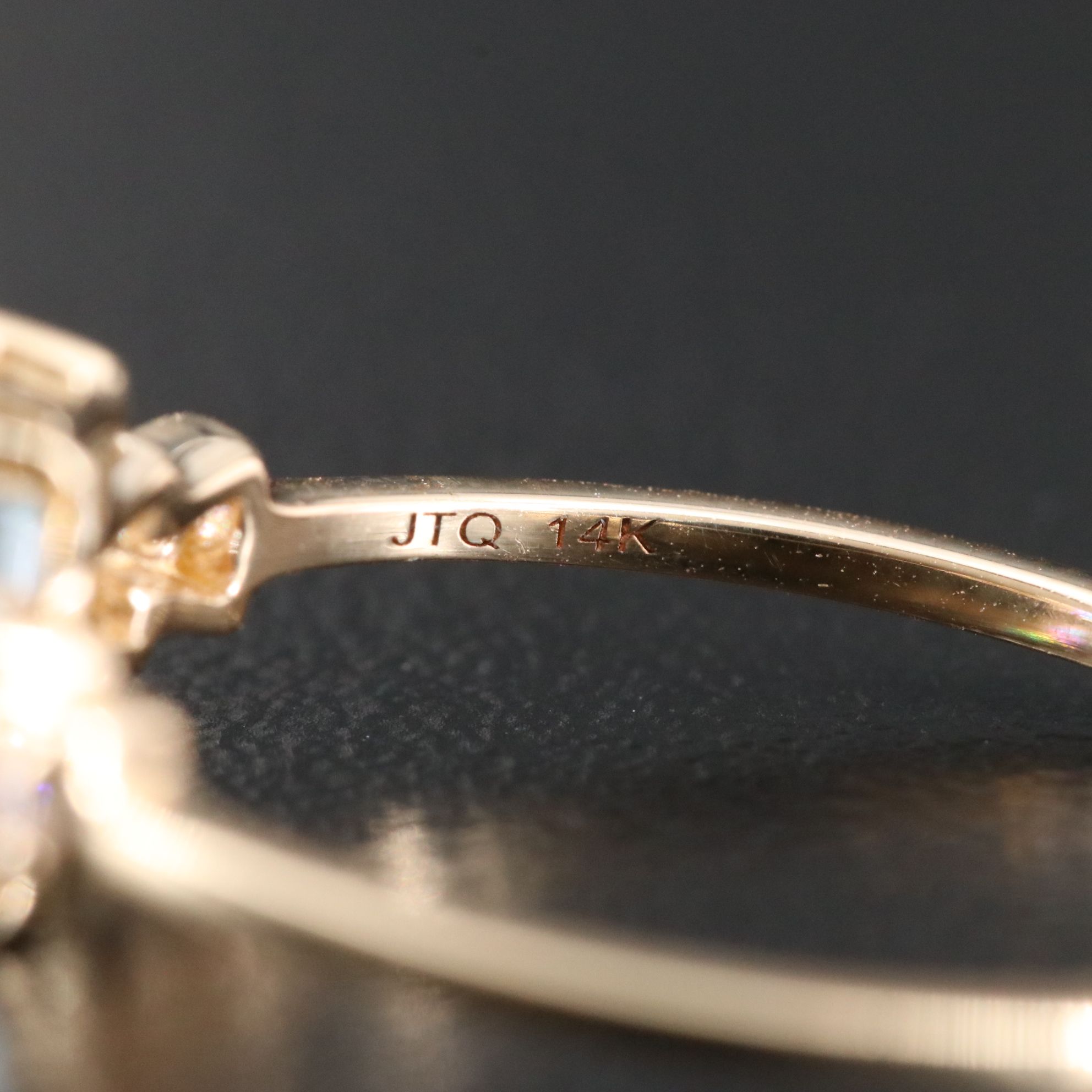 14K Aquamarine and White Sapphire Ring