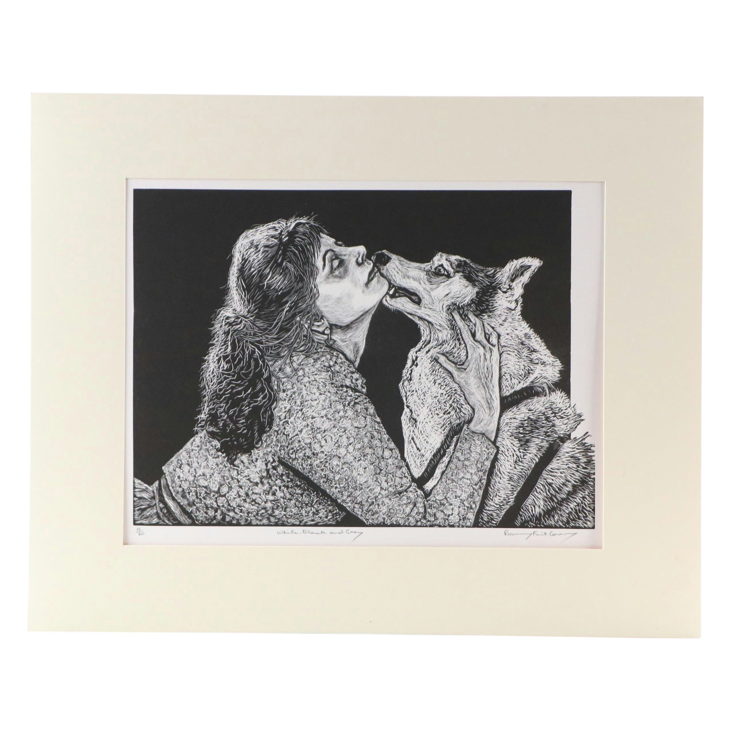 Rosemary Feit Covey Wood Engraving "White, Black, and Grey," 2000