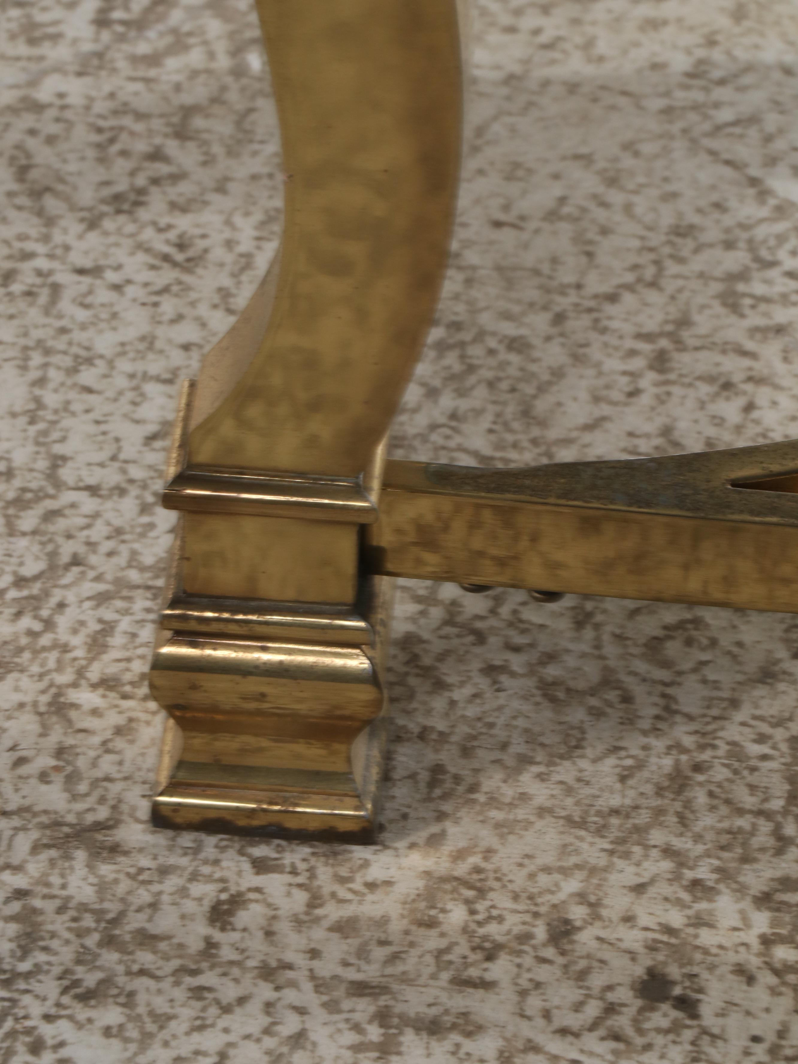 Pair of Hollywood Regency Style Glass Top Brass End Table, Mid to Late 20th C.