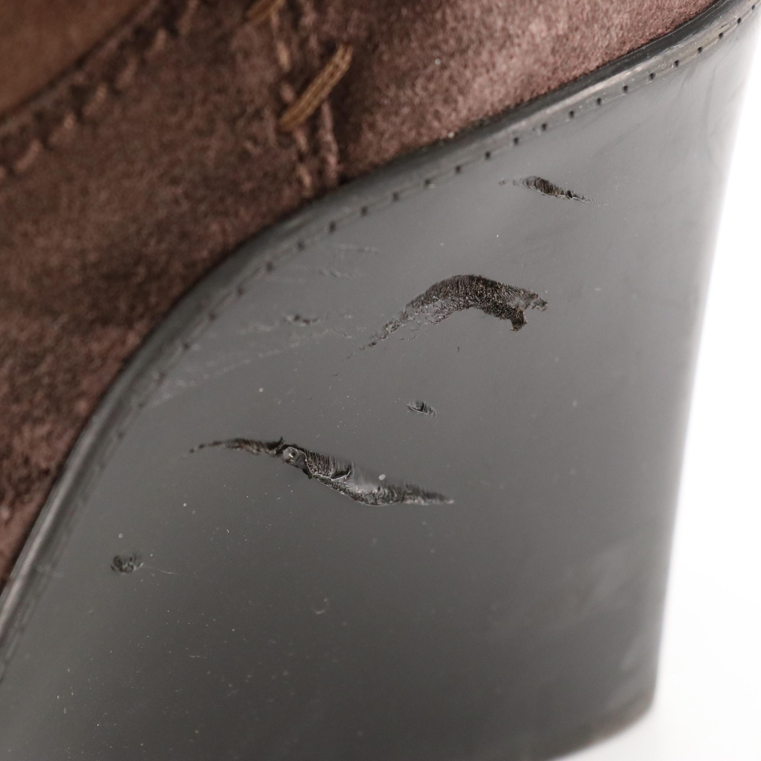 Salvatore Ferragamo Brown Shearling Wedge Booties