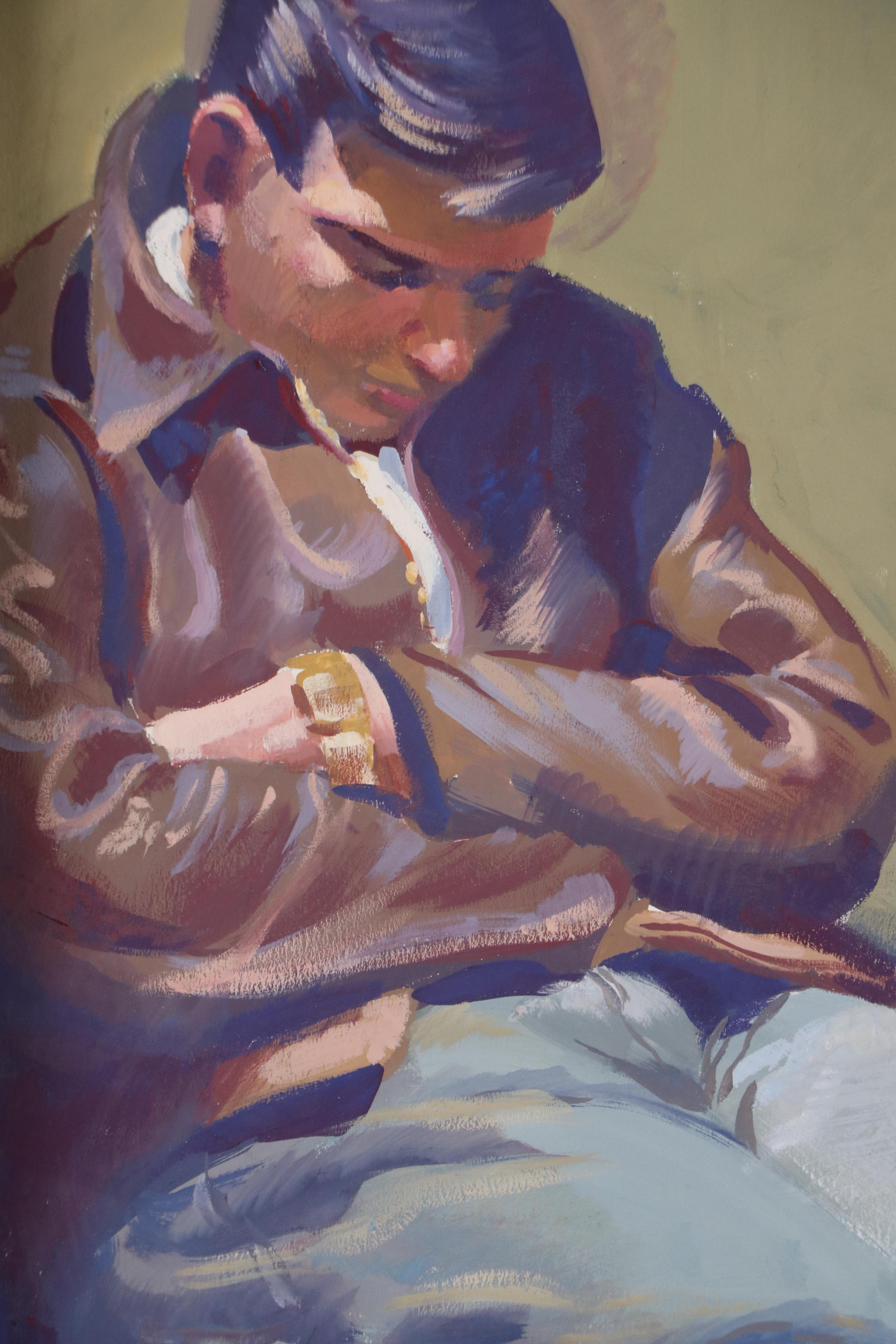 George Coggeshall Acrylic Painting of Napping Man