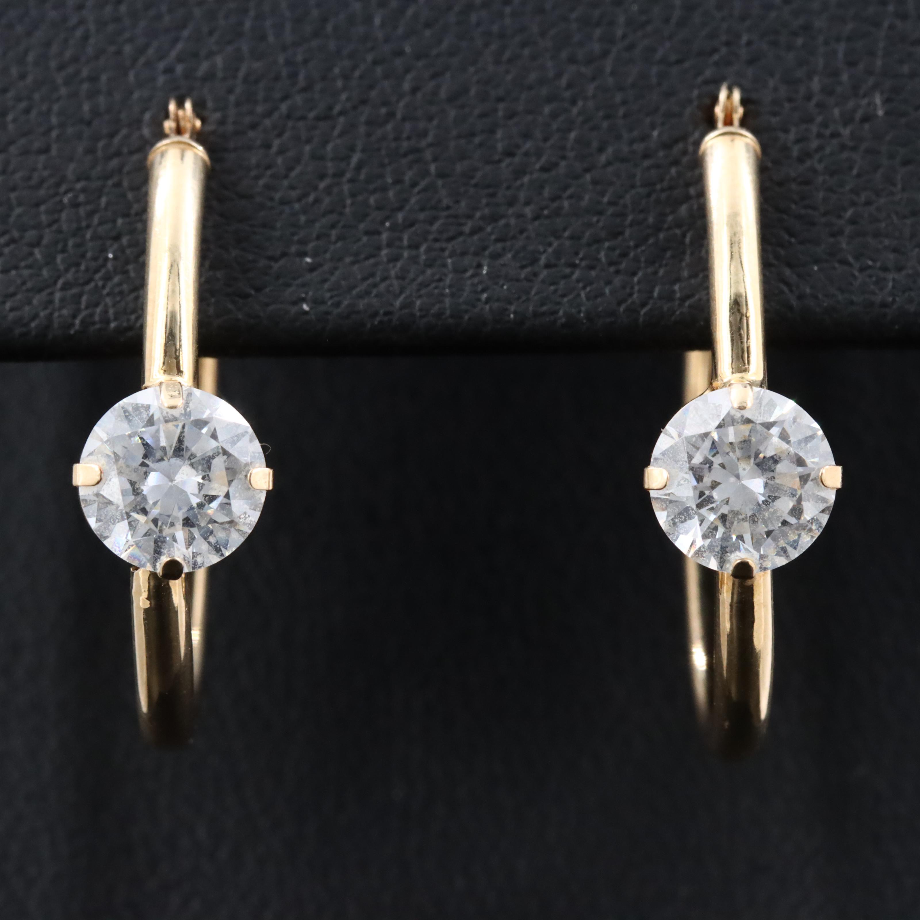 14K CZ Hoop Earrings