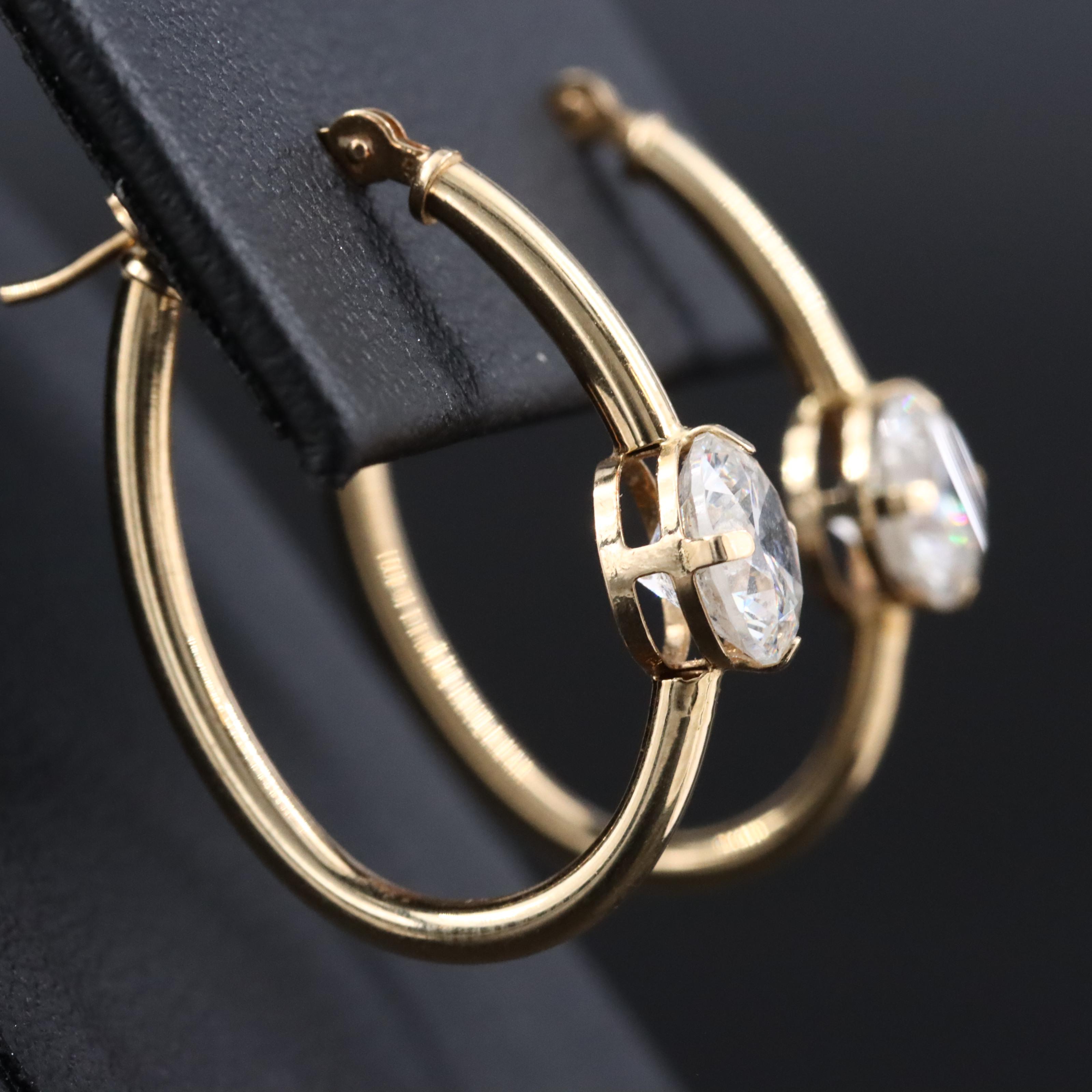 14K CZ Hoop Earrings