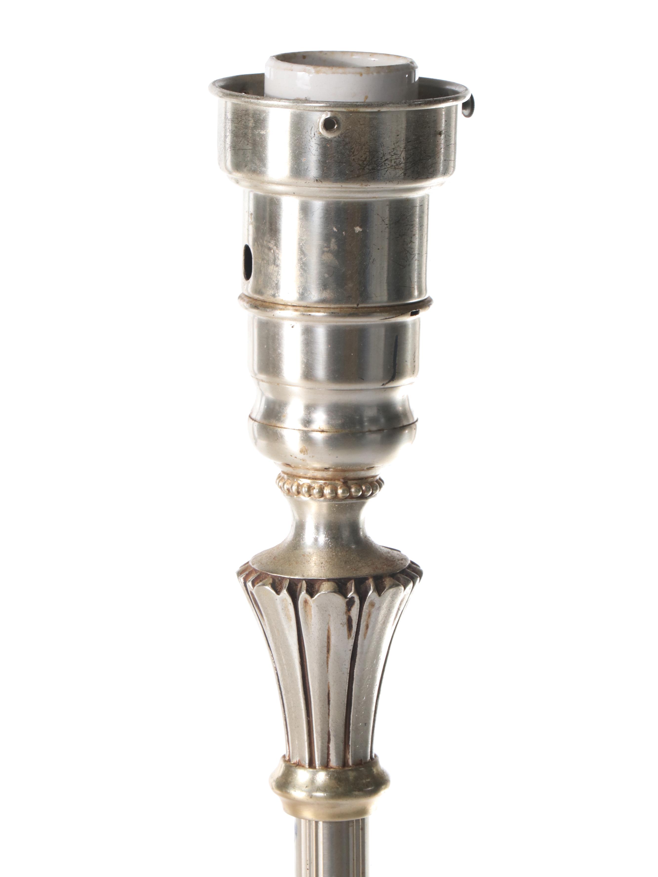 Distressed Metal and Banded Calcite Torchiere Floor Lamp, Vintage