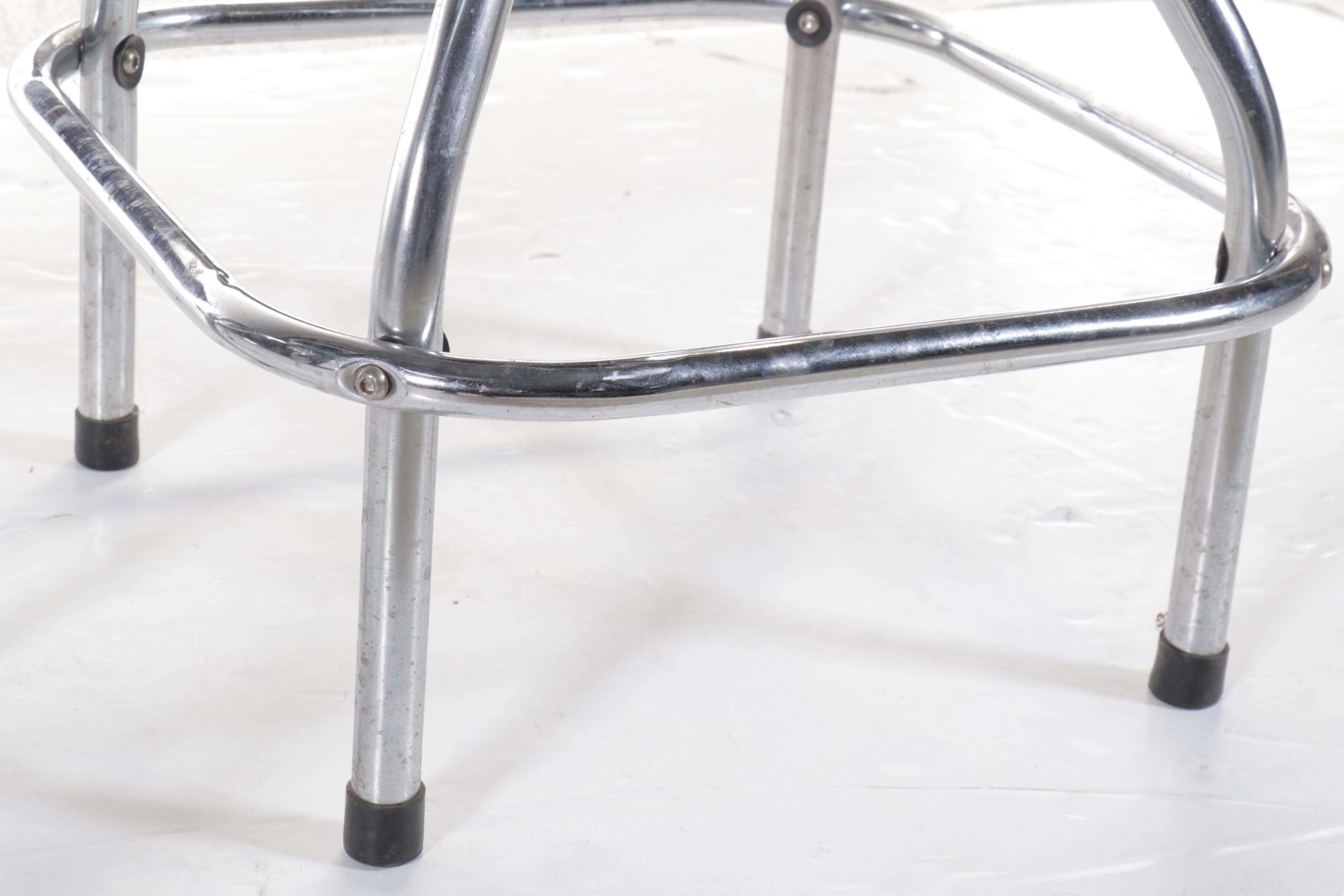 Pair of Contemporary "Old Milwaukee Beer" Chrome and Vinyl Barstools