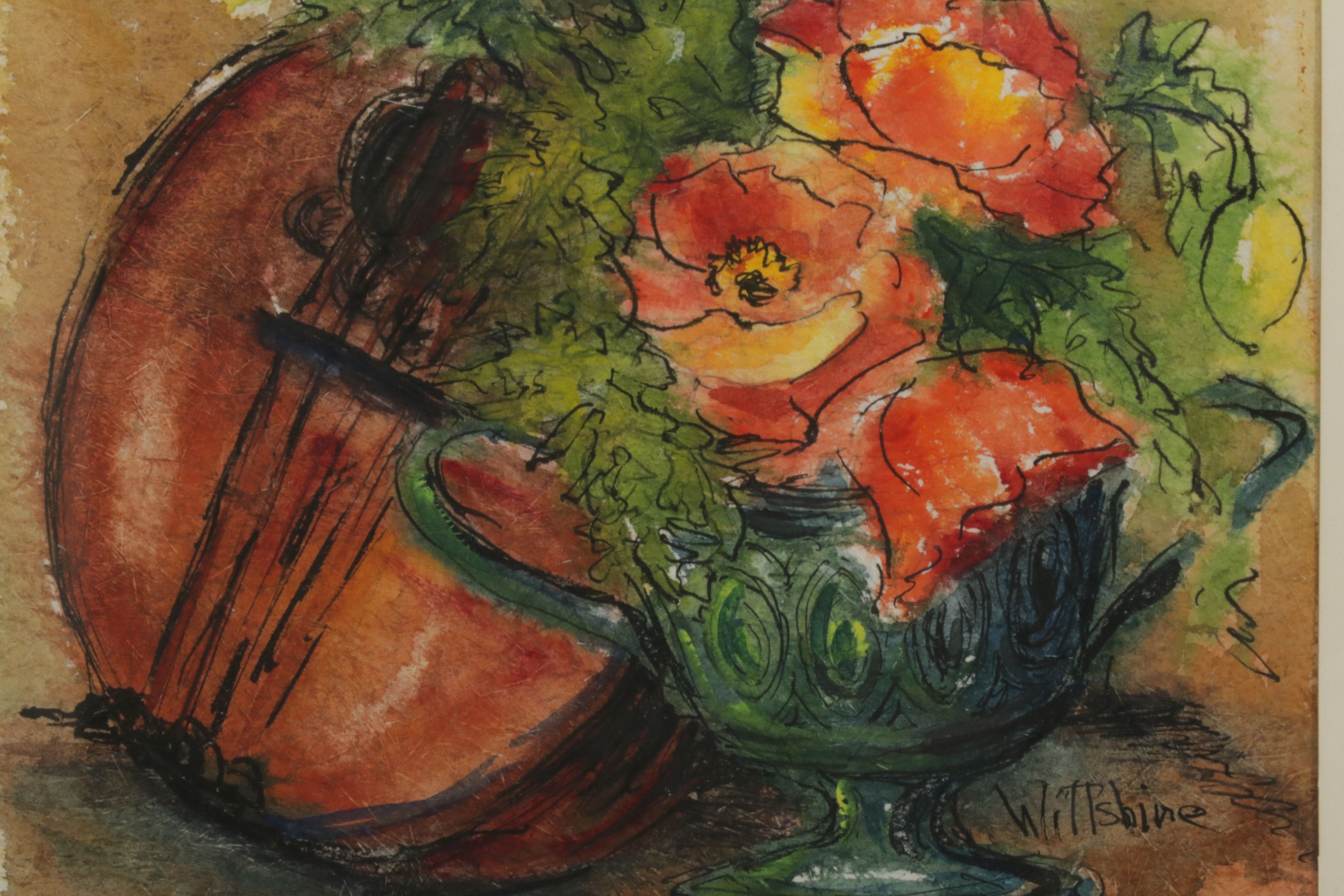 Helena Wiltshire Still Life Watercolor Painting "Poppies", 1966