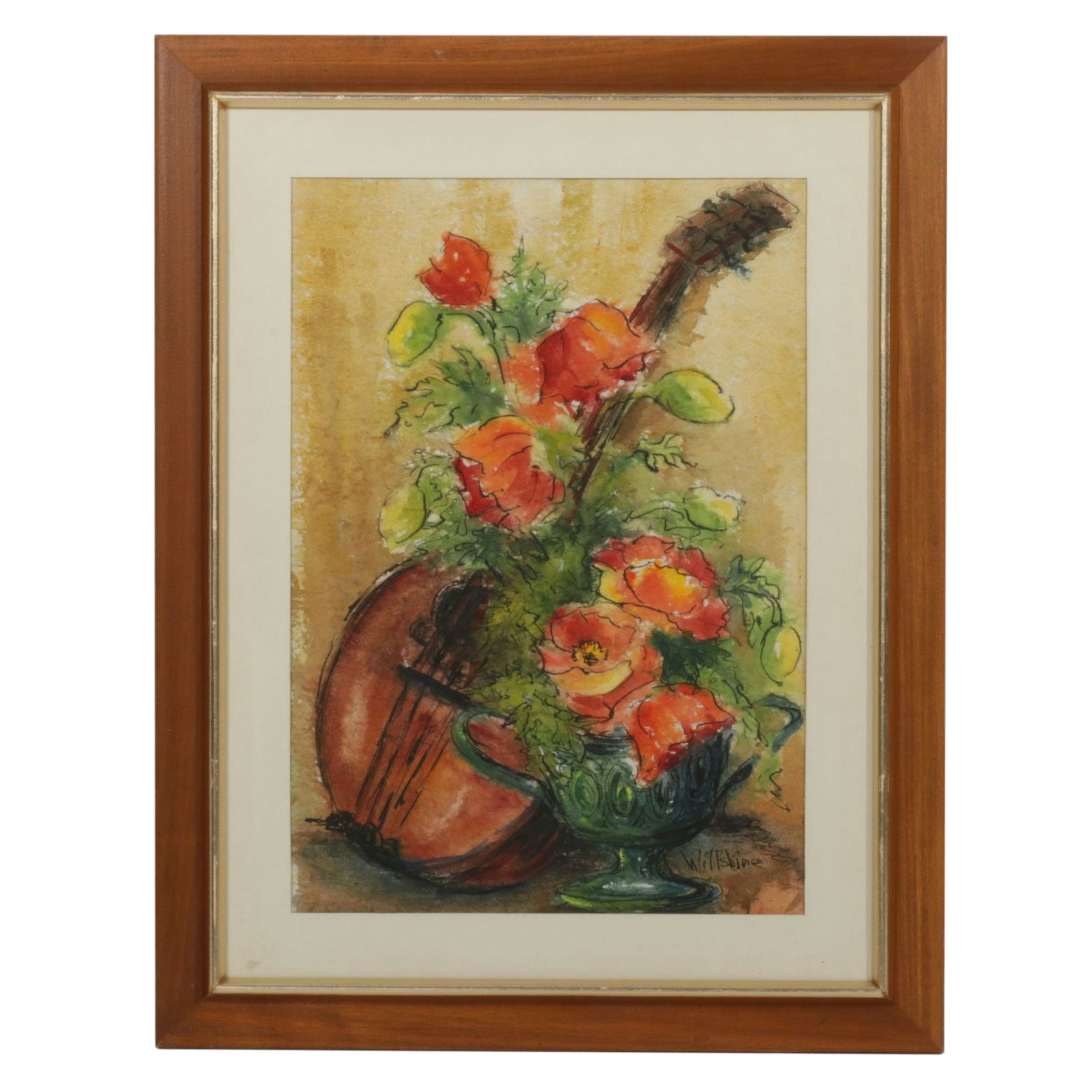 Helena Wiltshire Still Life Watercolor Painting "Poppies", 1966