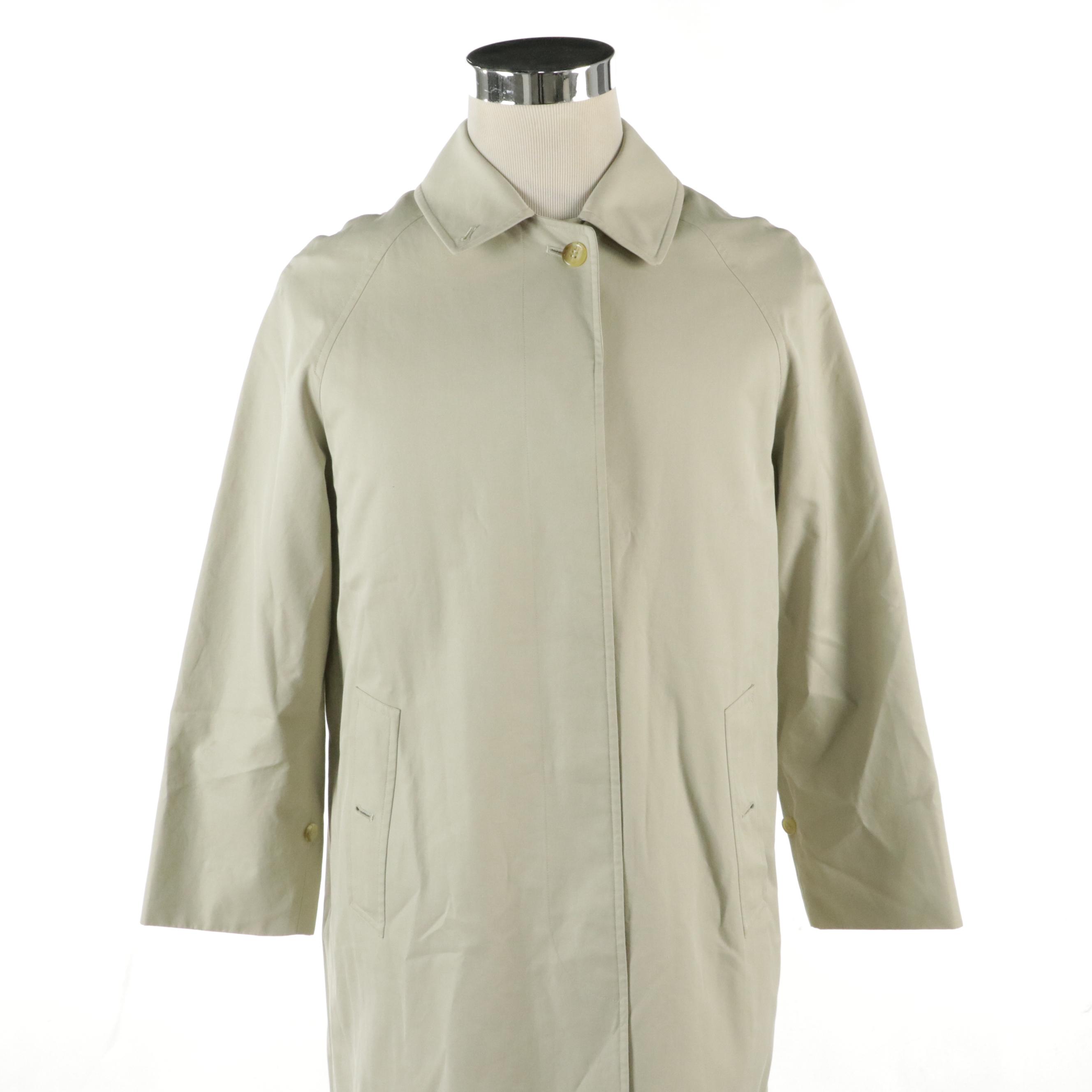 Burberrys Vintage Belted Khaki Cotton Jacket with Wool House Check Lining