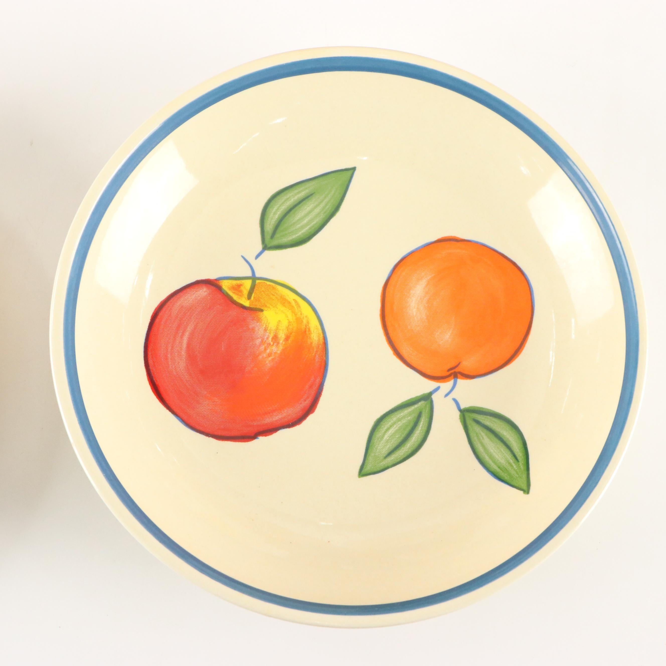Ceramic Vegetable Motif Plates, Fruit Bowls, Centerpiece Bowl and Figure